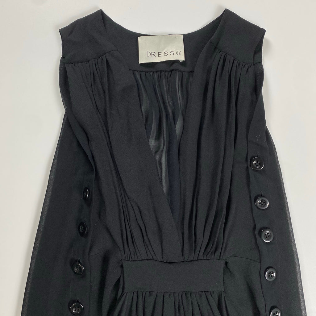 FUTURE CLASSICS フューチャークラシックス / シルク100％ ノースリーブワンピース ブラック イギリスブランド SIZE:8(M程度)