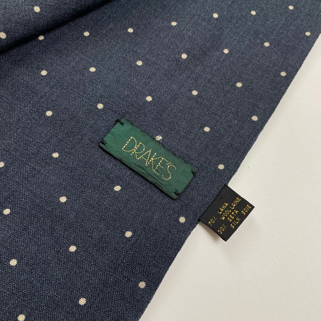 DRAKE'S ドレイクス / polka dot stall ウール×シルク ネイビー SIZE:167×44