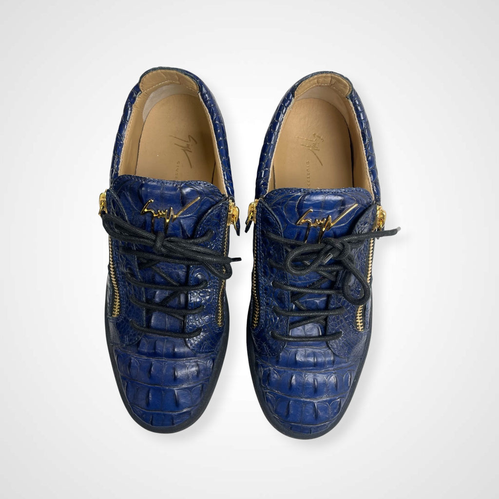 GIUSEPPE ZANOTTI ジュゼッペ ザノッティ / クロコ型押しスニーカー ネイビー 美品 参考定価：90,000程度 SIZE:43