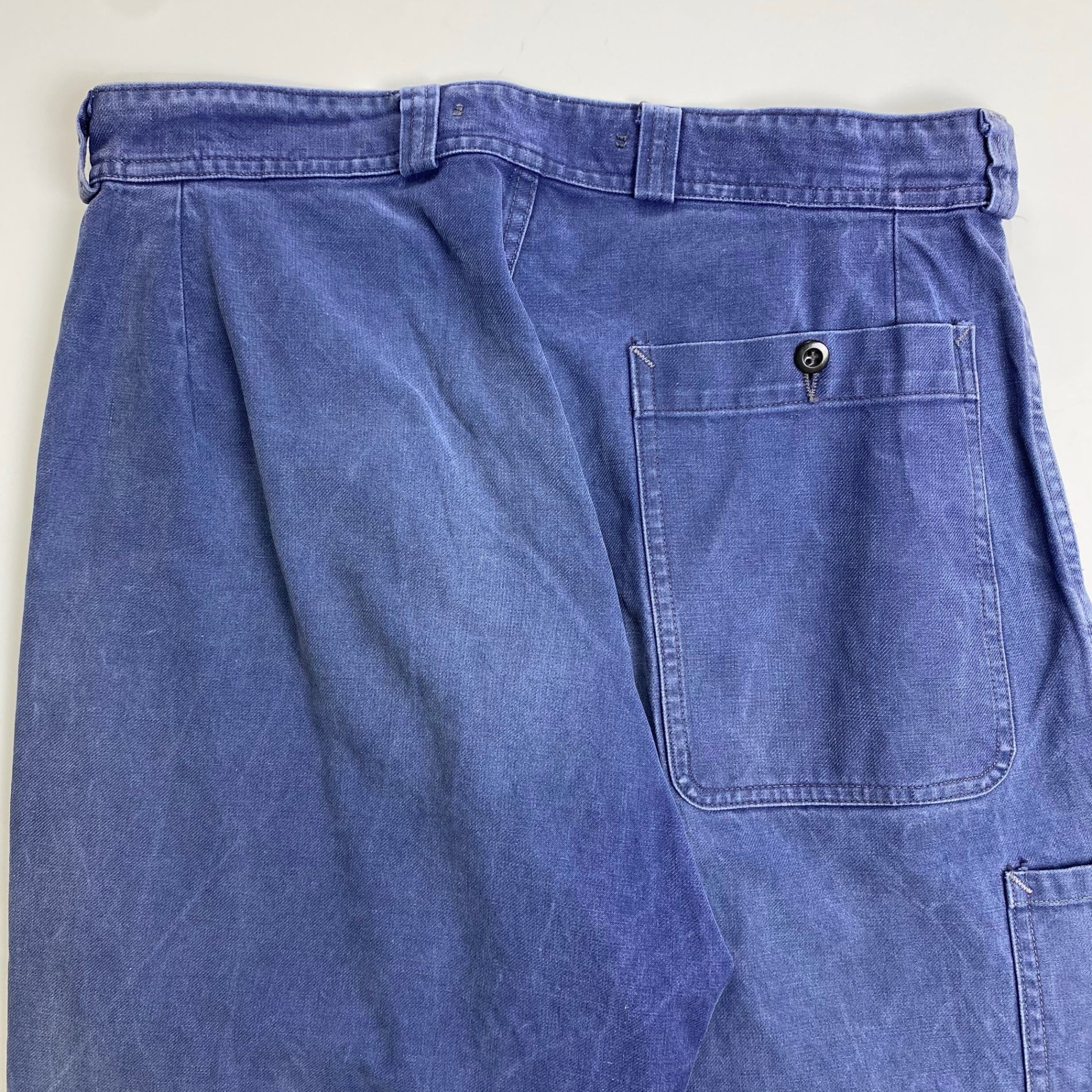 60s FRENCH VINTAGE / 1タック レイルマンパンツ 片ポケ フェード ツールポケット SIZE:W80cm