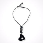 GIORGIO ARMANI / レザーMIXホーンハートネックレス 参考定価：130,000程度