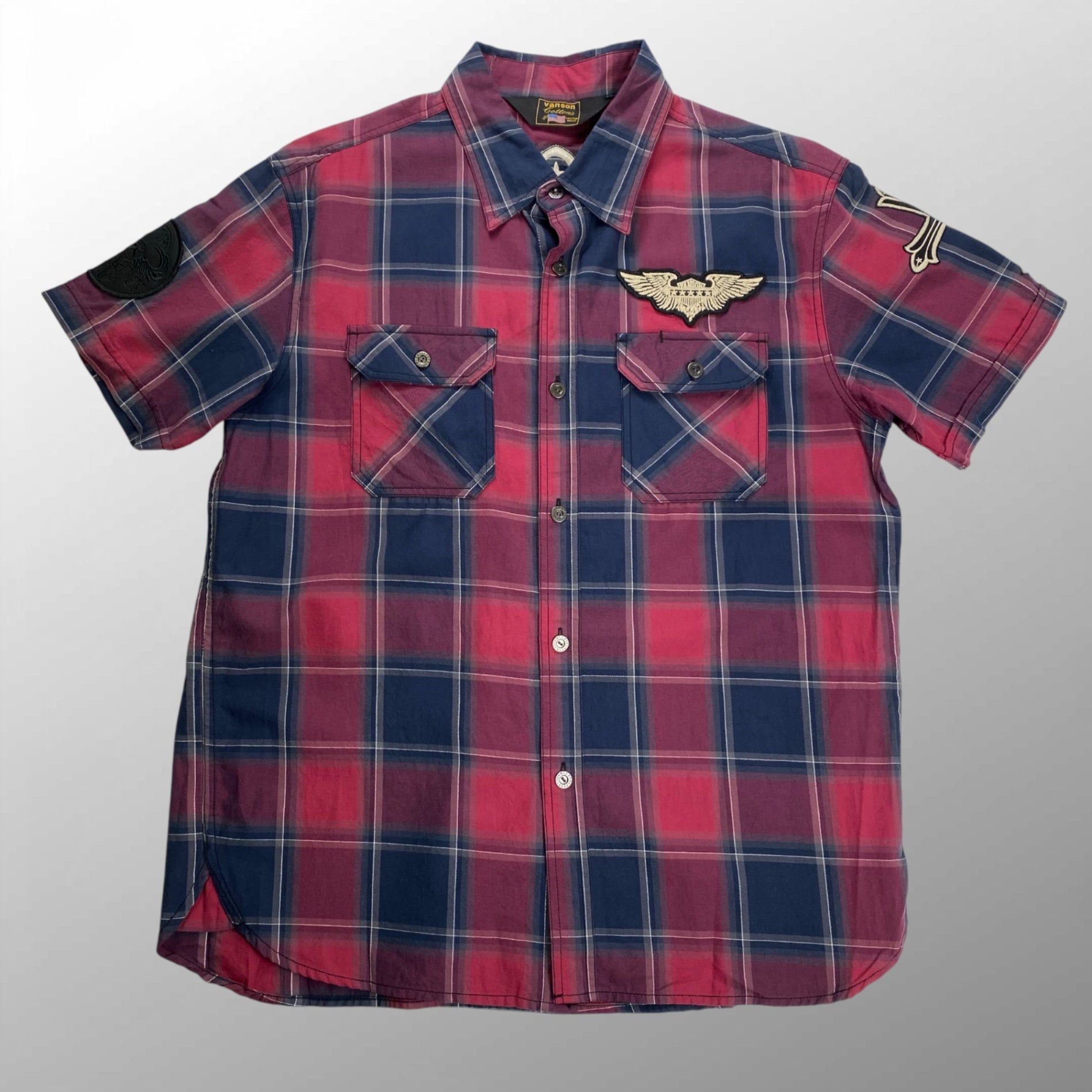 vanson ヴァンソン / スカル＆クロス チェックシャツ SIZE:L