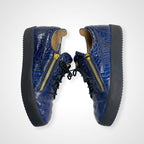 GIUSEPPE ZANOTTI ジュゼッペ ザノッティ / クロコ型押しスニーカー ネイビー 美品 参考定価：90,000程度 SIZE:43