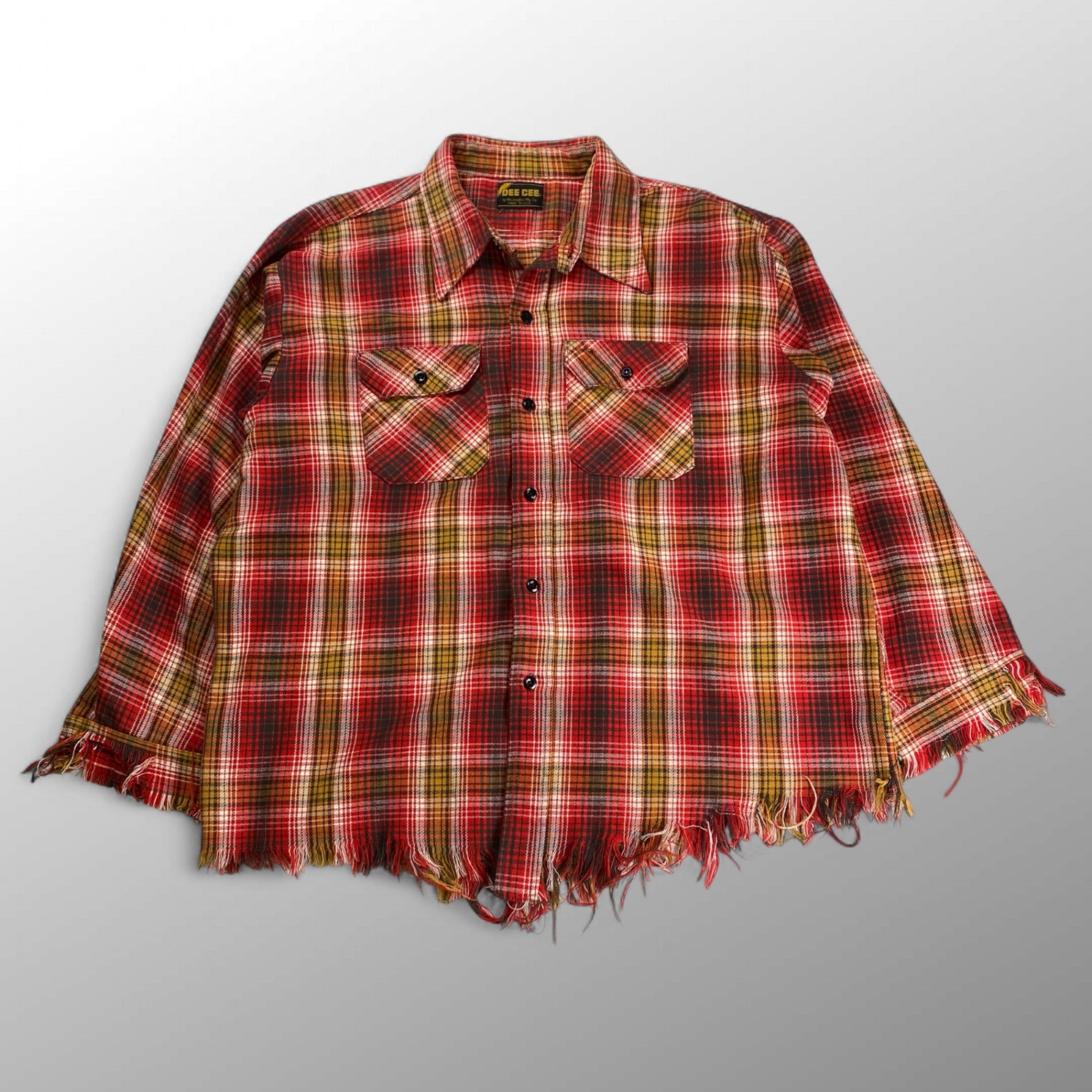 70s VINTAGE WASHINGTON DEE CEE ワシントンディーシー / ヴィンテージフリンジチェックシャツ USA製 SIZE:L程度