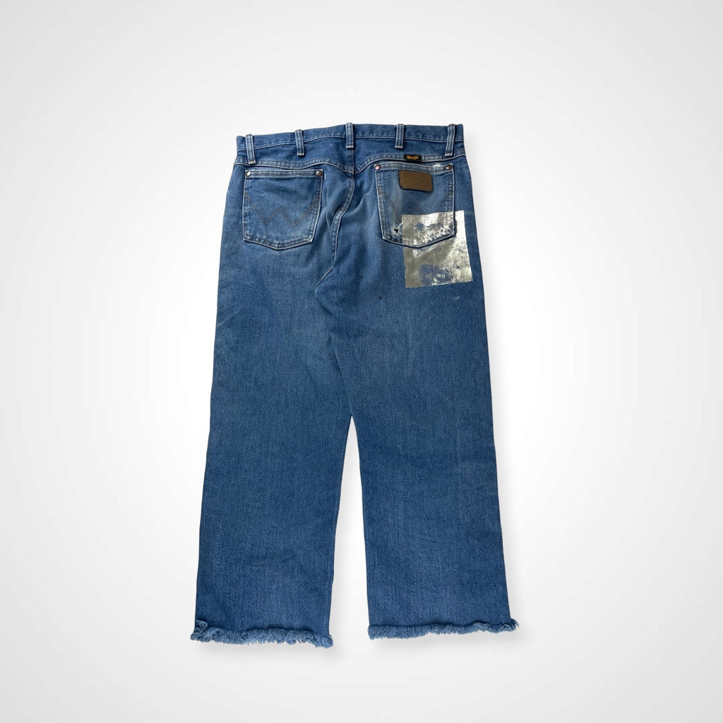 Wrangler GREEN DOOR ラングラー グリーンドア / リメイク箔押しデニムパンツ USA生地 SIZE:33×38(カットオフ)