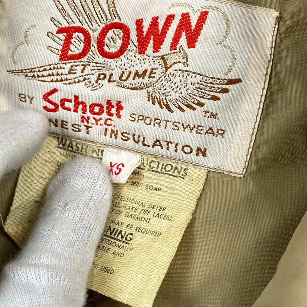 70年代 VINTAGE Schott ショット / ヴィンテージ ダウンジャケット フライトジャケット TALONジップ  ミリタリー SIZE：XS