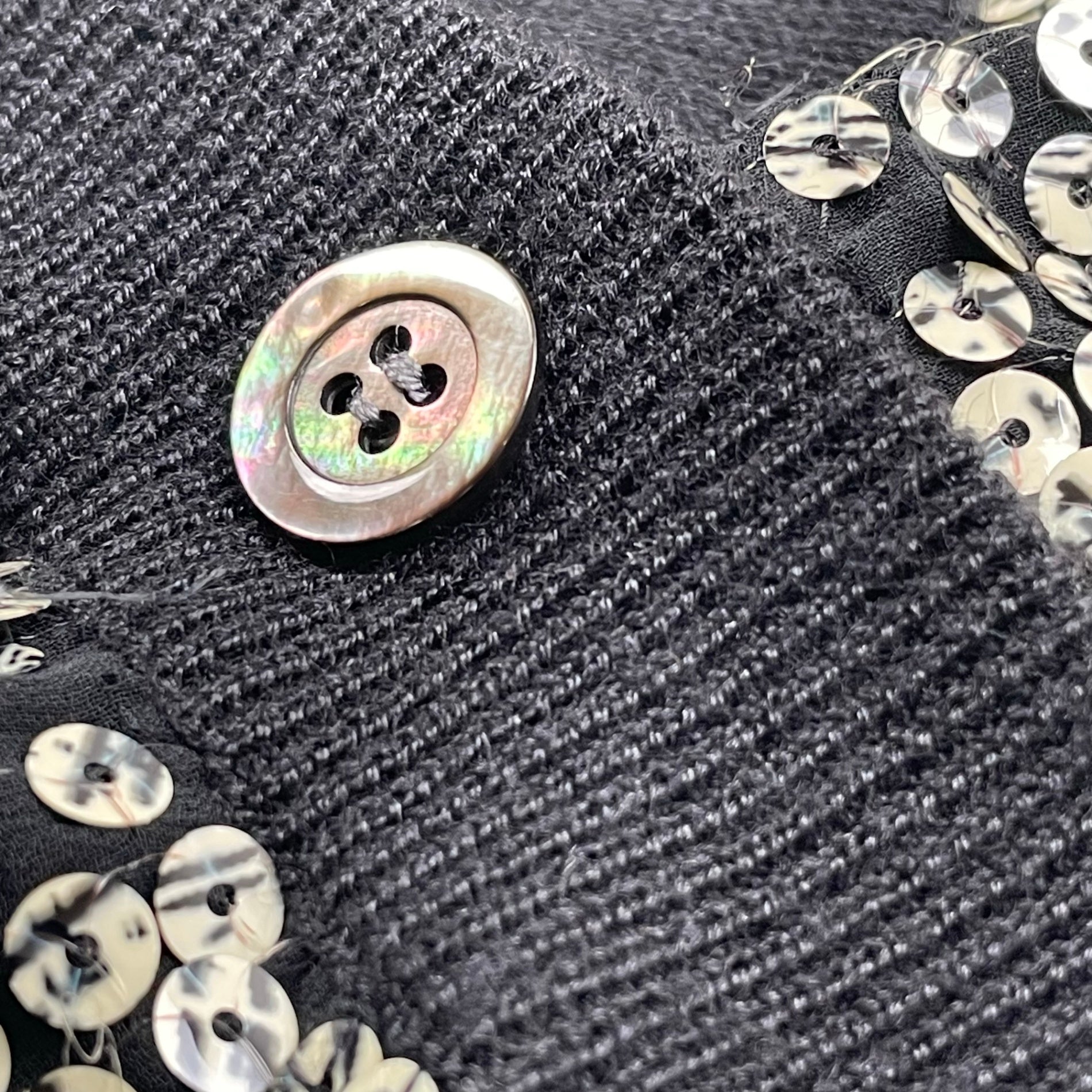 EURO VINTAGE ユーロヴィンテージ / シルクカシミヤMIX スパンコールカーデ イタリア製 SIZE：40