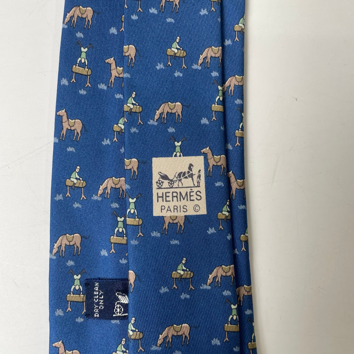 HERMES / 乗馬×体操選手柄 シルクネクタイ 7861