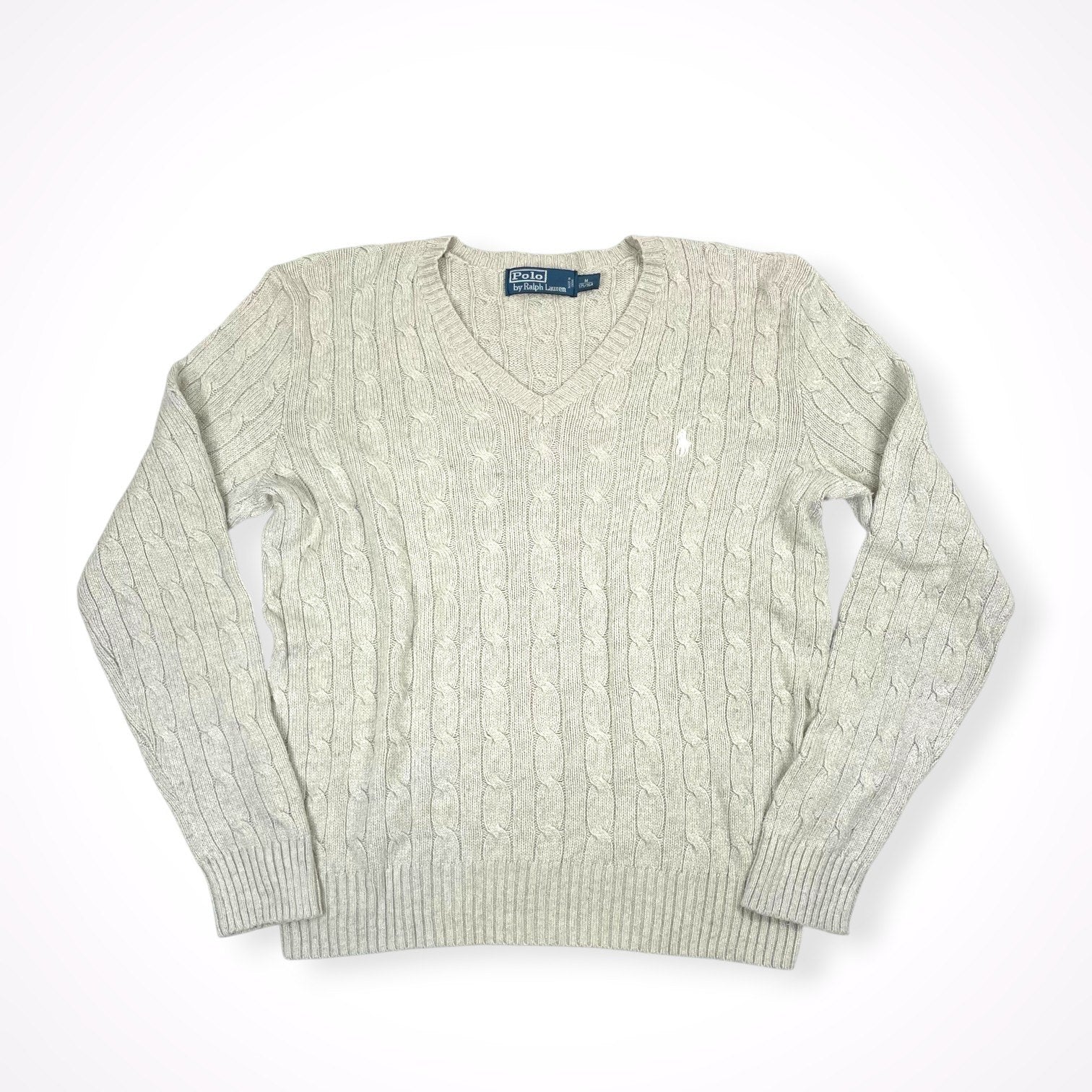 Polo by Ralph Lauren ポロバイ ラルフローレン / 90s ピュアシルク ケーブルVネックニット SIZE:M