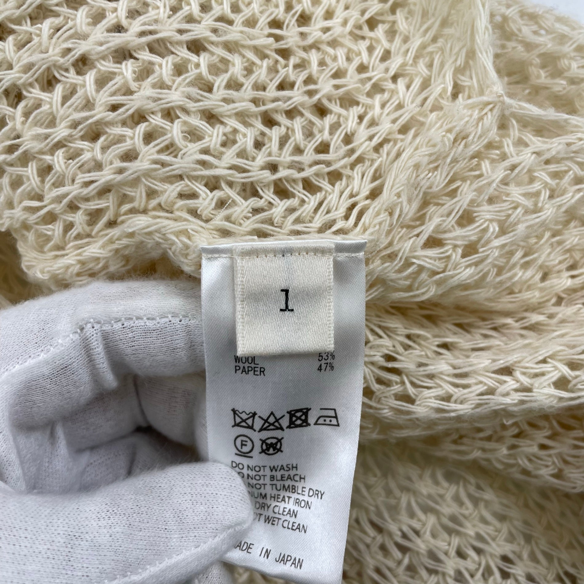 unfil アンフィル / ペーパーメリノ ローゲージクルーネックニット 参考定価：25,000+tax SIZE:1
