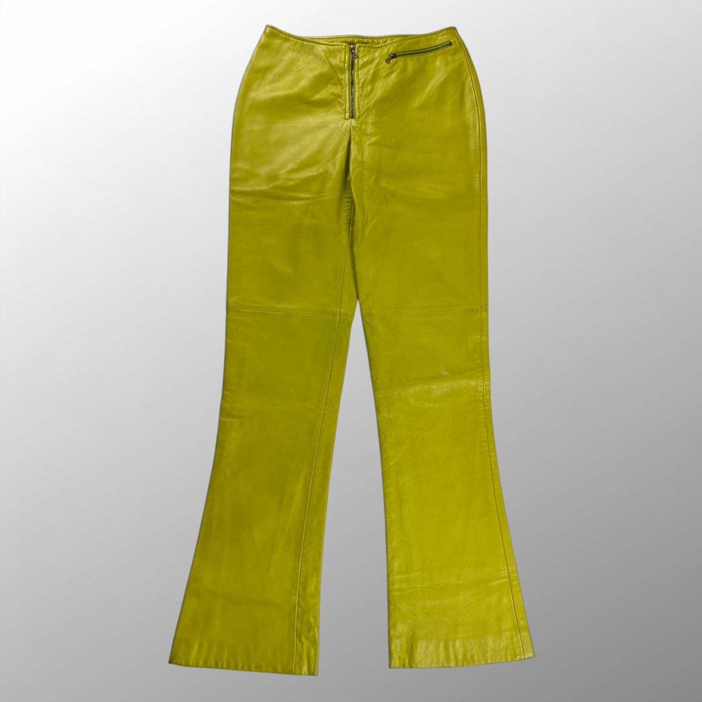 90s ck CALVIN KLEIN カルバンクライン / ヴィンテージ ラムレザーパンツ ピスタチオカラー SIZE：2
