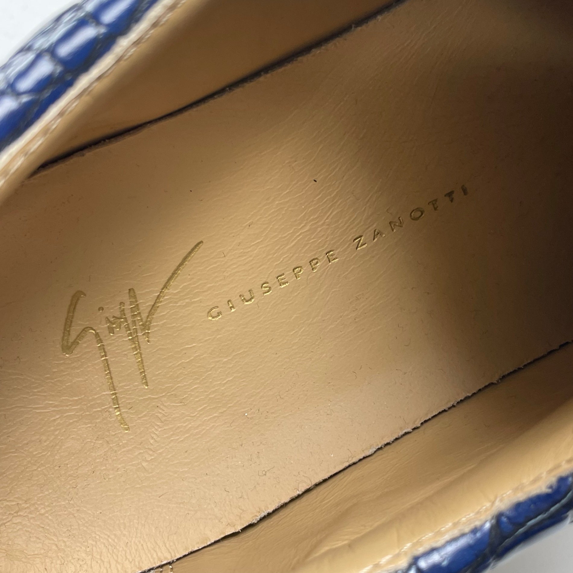 GIUSEPPE ZANOTTI ジュゼッペ ザノッティ / クロコ型押しスニーカー ネイビー 美品 参考定価：90,000程度 SIZE:43