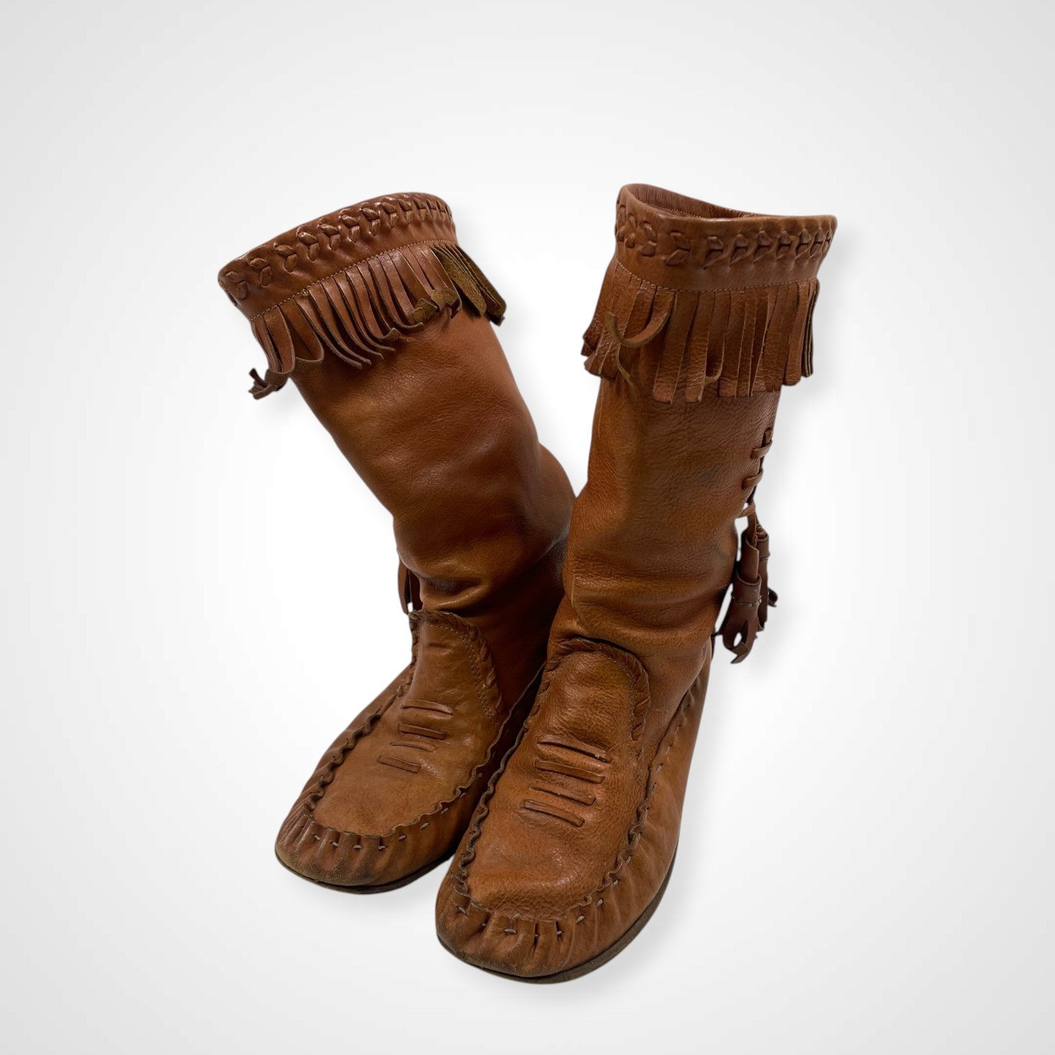VINTAGE ヴィンテージ / フリンジレザーブーツ ブラウン Y2K イタリア製 SIZE:24.5cm程度