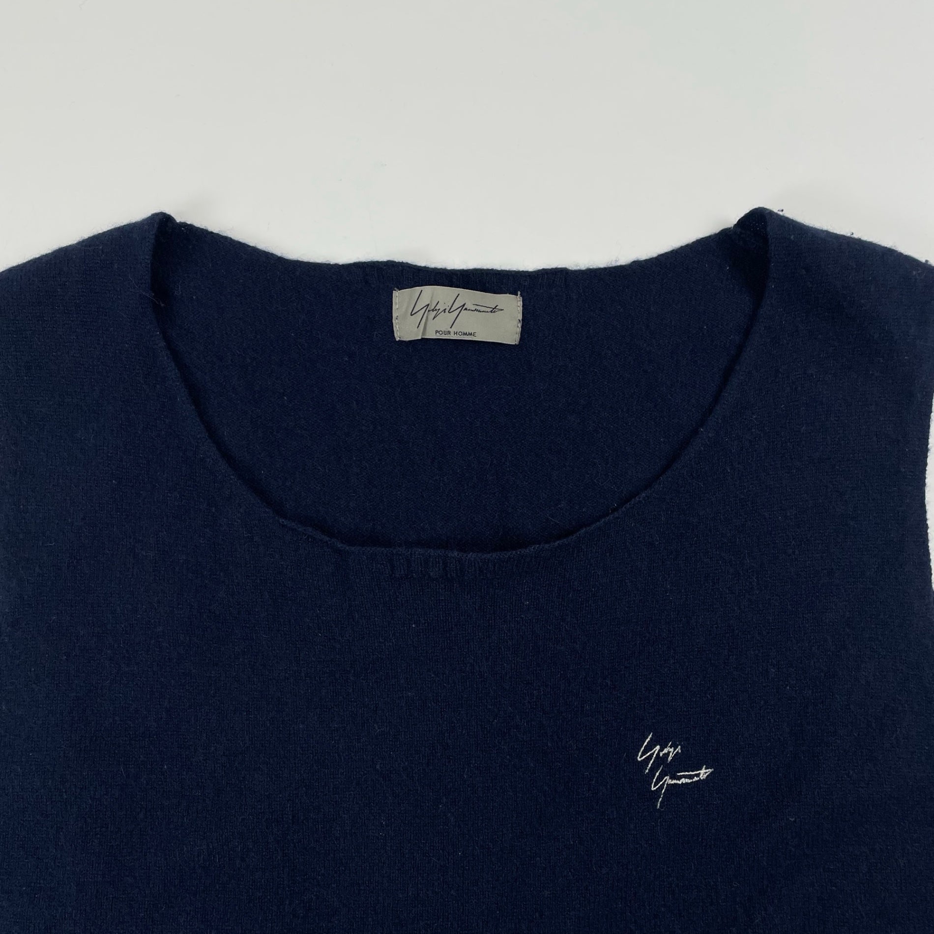 yohji yamamoto POUR HOMME / 12AW 刺繍ロゴ カシミヤニットベスト