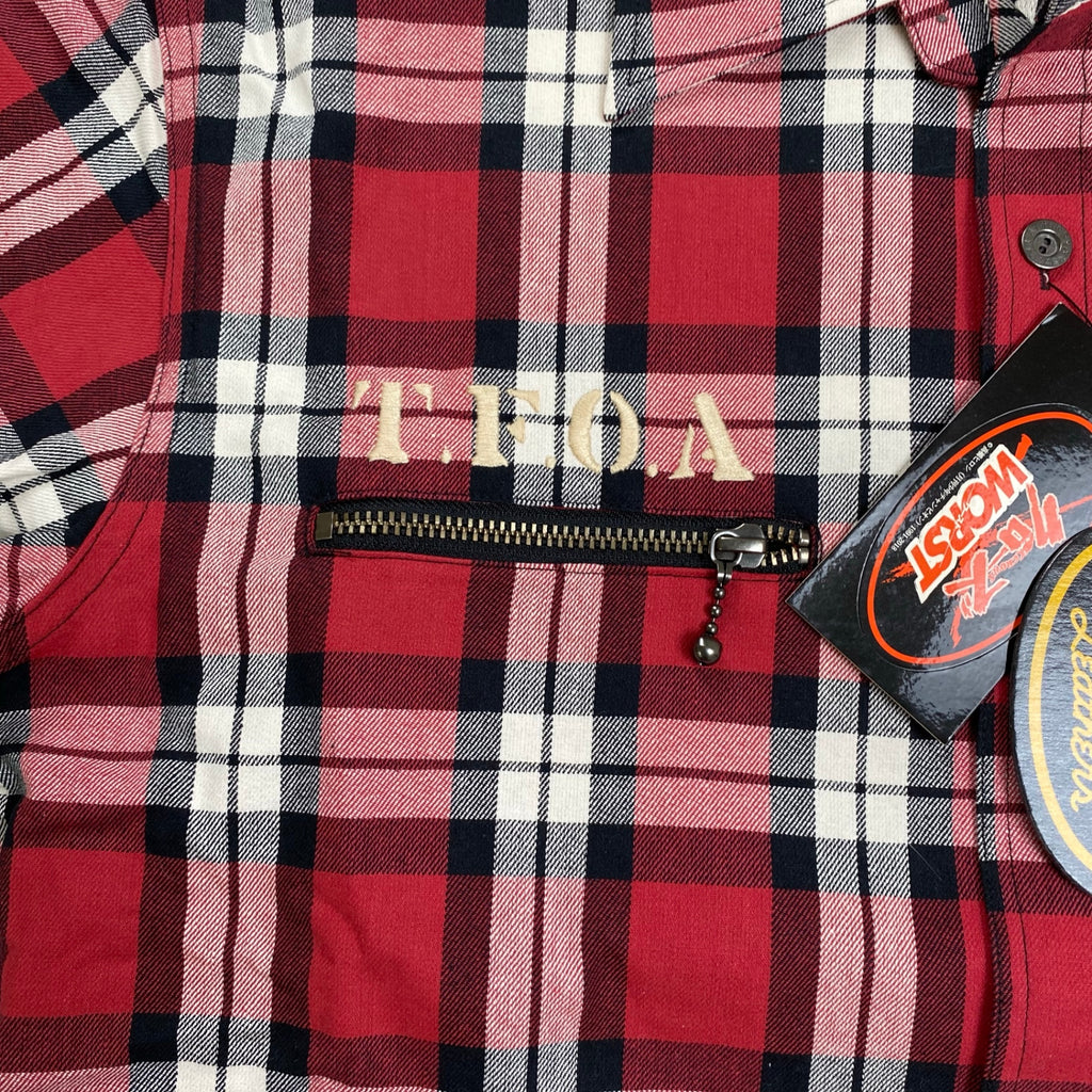 vanson × 「クローズ」武装戦線 バンソン / スカルクロスチェックシャツ T.F.O.A 未使用 参考定価：15,800+tax SIZE:L