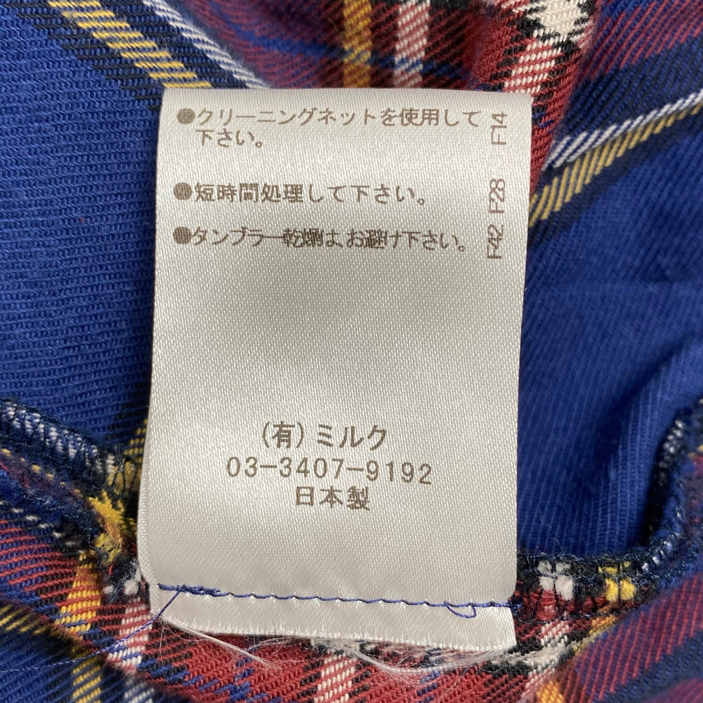 MILK ミルク / チェック 背面編み上げ フランネル シャツワンピース 参考定価：30,000程度 SIZE：FREE