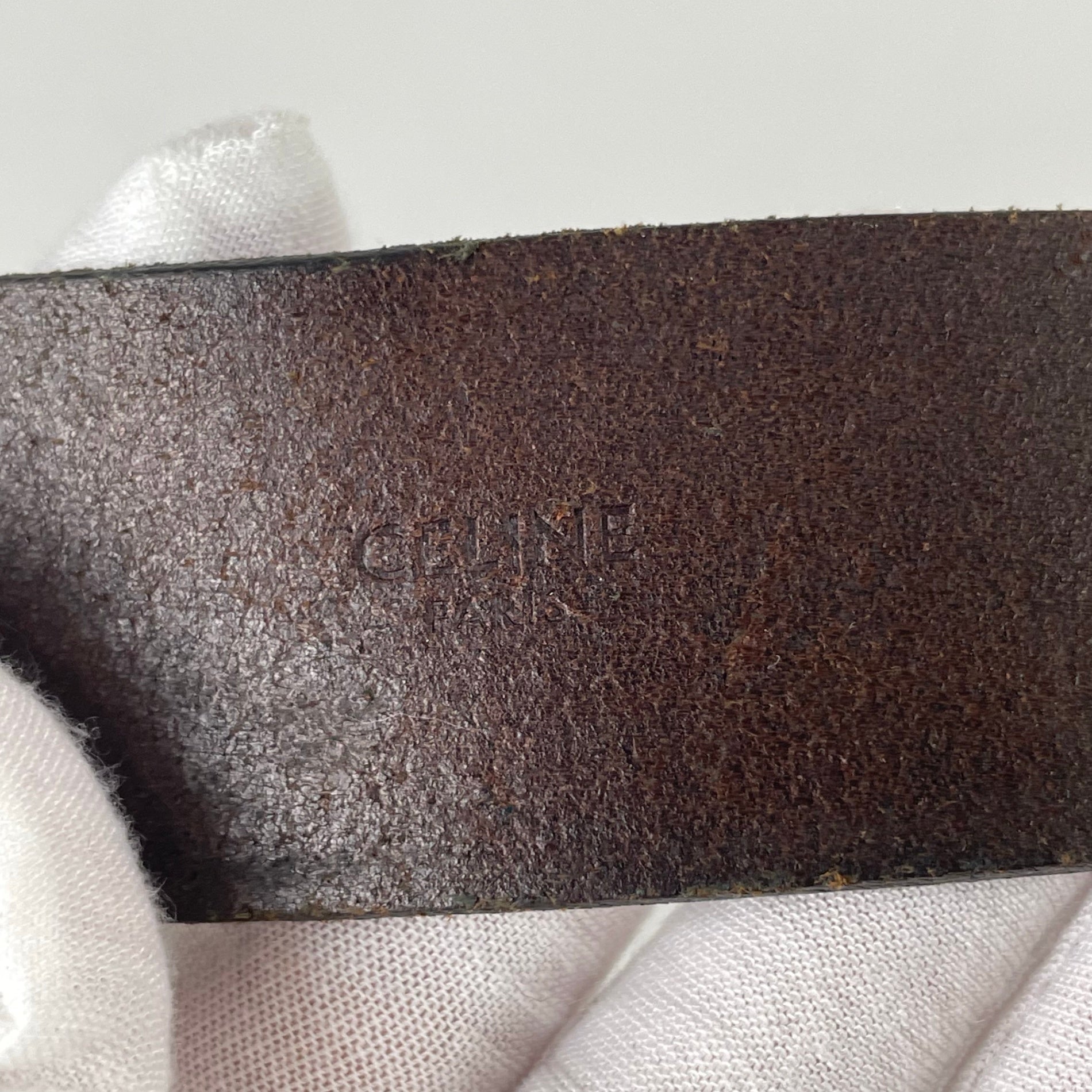 CELINE / ゴールドバックル レザーベルト SIZE:W81-91cm