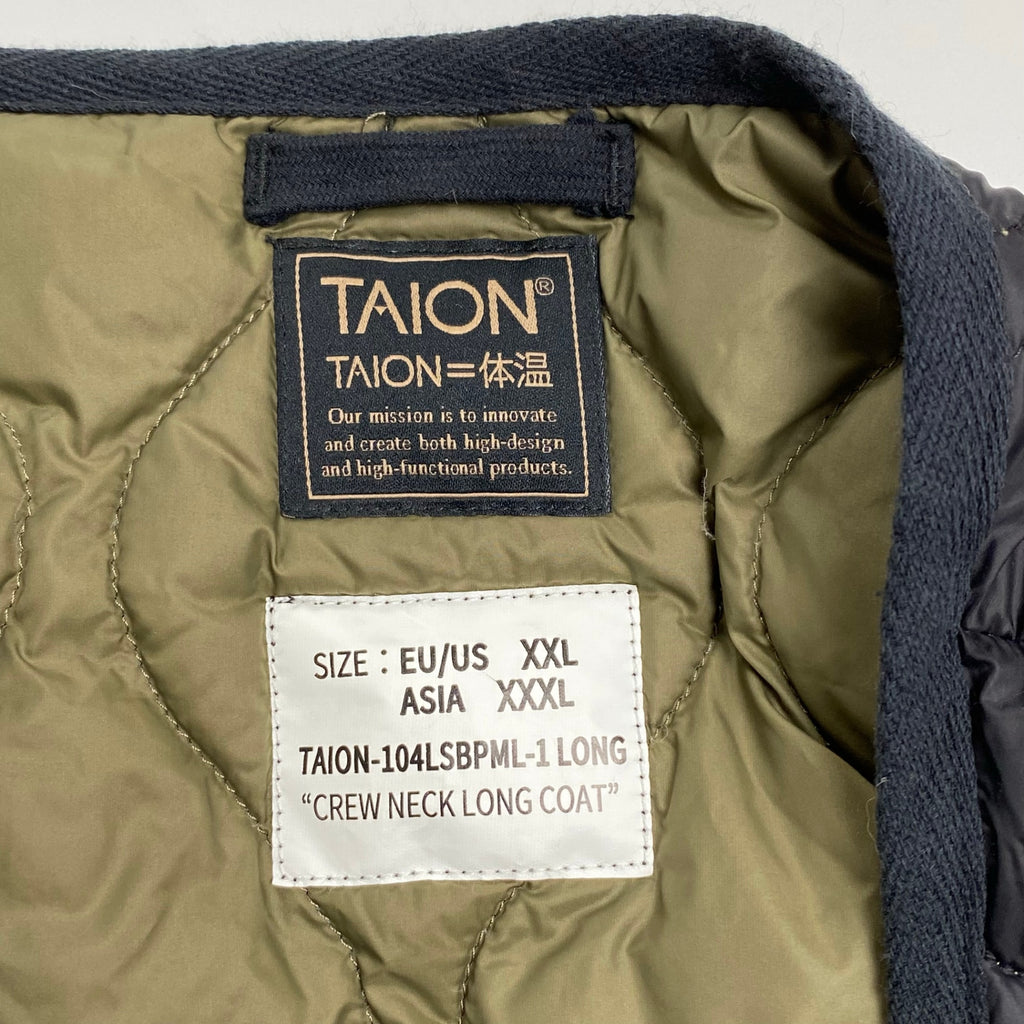 TAION タイオン / ミリタリー オーバーサイズクルーネック ダウンコート ブラック×オリーブ SIZE:XXXL