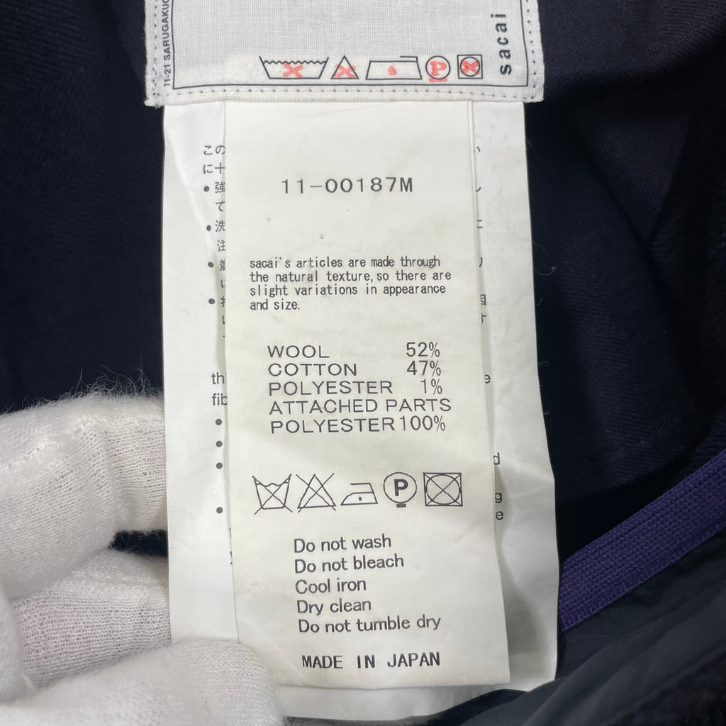 sacai サカイ / ウールツイードスラックス バナナスラックス 11AW ネイビー 参考定価：43,000+tax SIZE:1