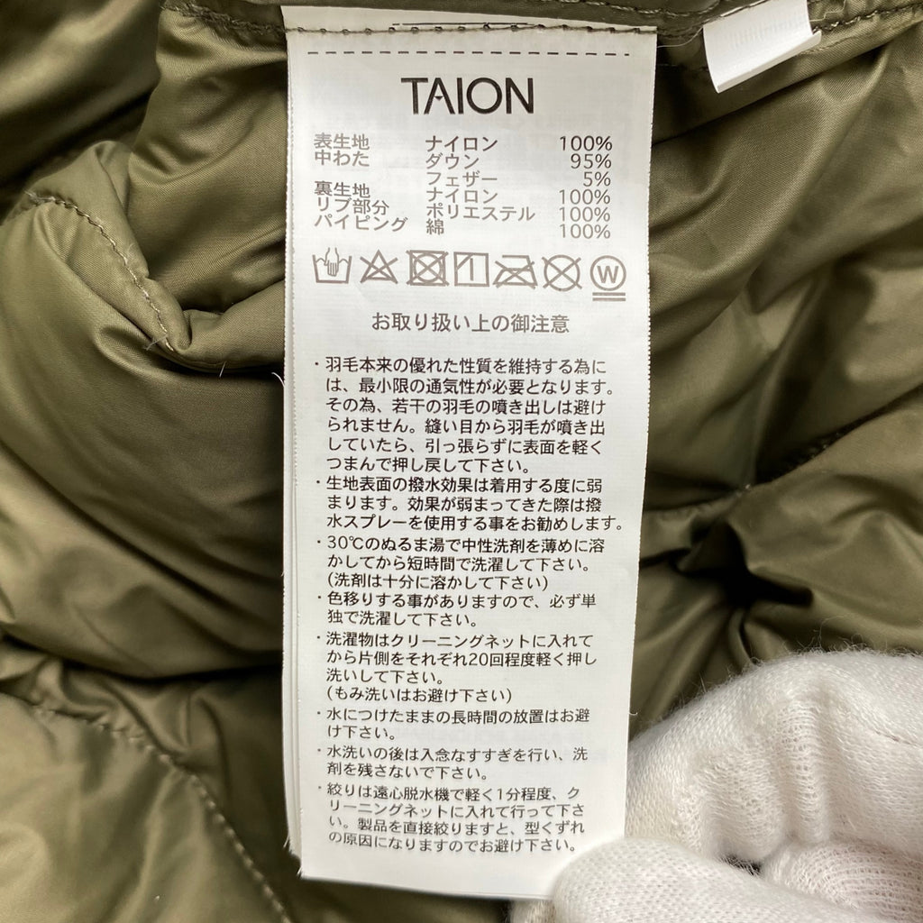 TAION タイオン / ミリタリー オーバーサイズクルーネック ダウンコート ブラック×オリーブ SIZE:XXXL