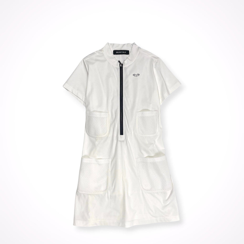 MUNITALP / ハーフジップ メッシュポケット チュニックワンピース 参考定価：42,000程度 SIZE:40
