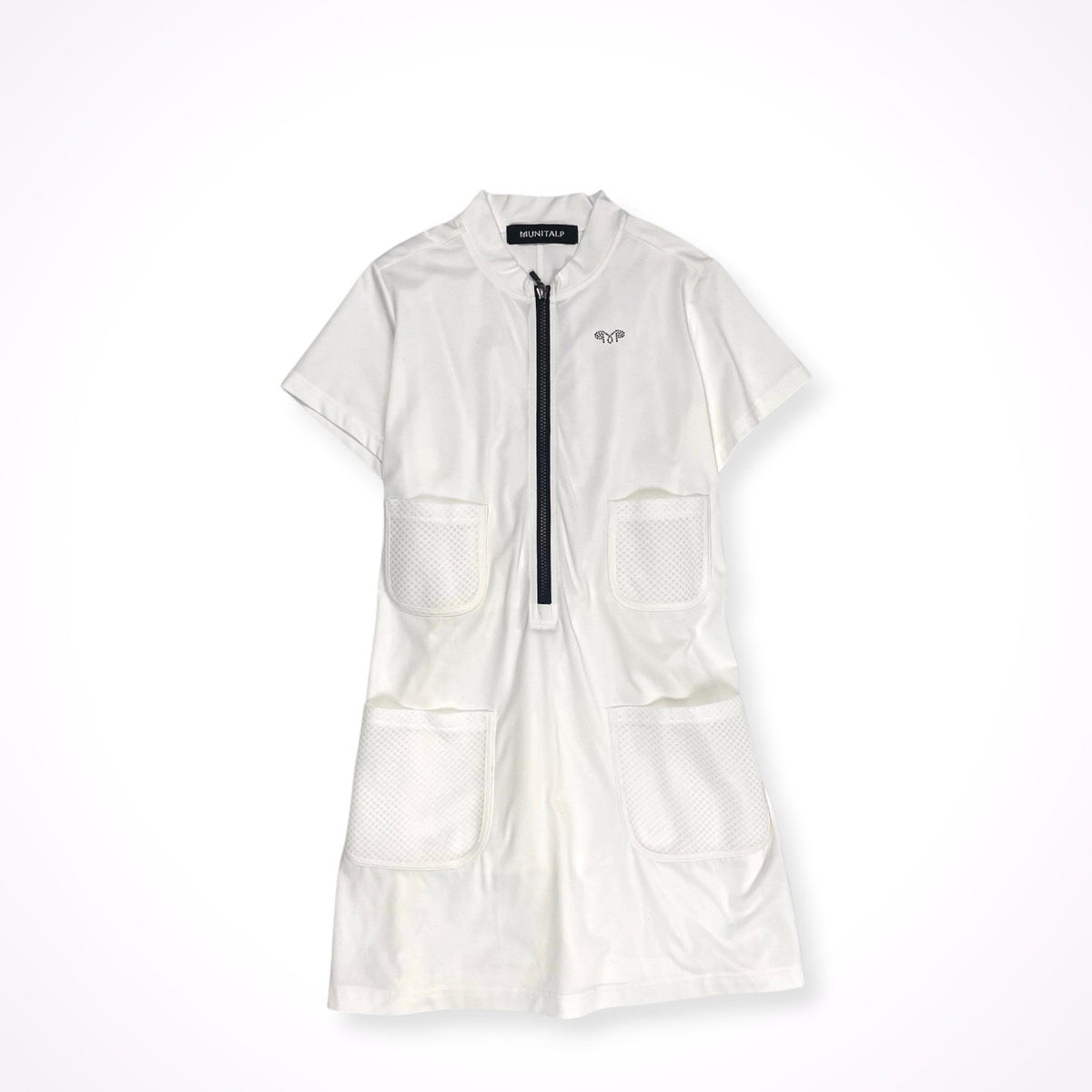 MUNITALP / ハーフジップ メッシュポケット チュニックワンピース 参考定価：42,000程度 SIZE:40