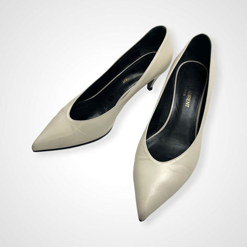SAINT LAURENT PARIS サンローランパリ / レザーパンプス ホワイト 参考定価：90,000程度 SIZE：36 1/2