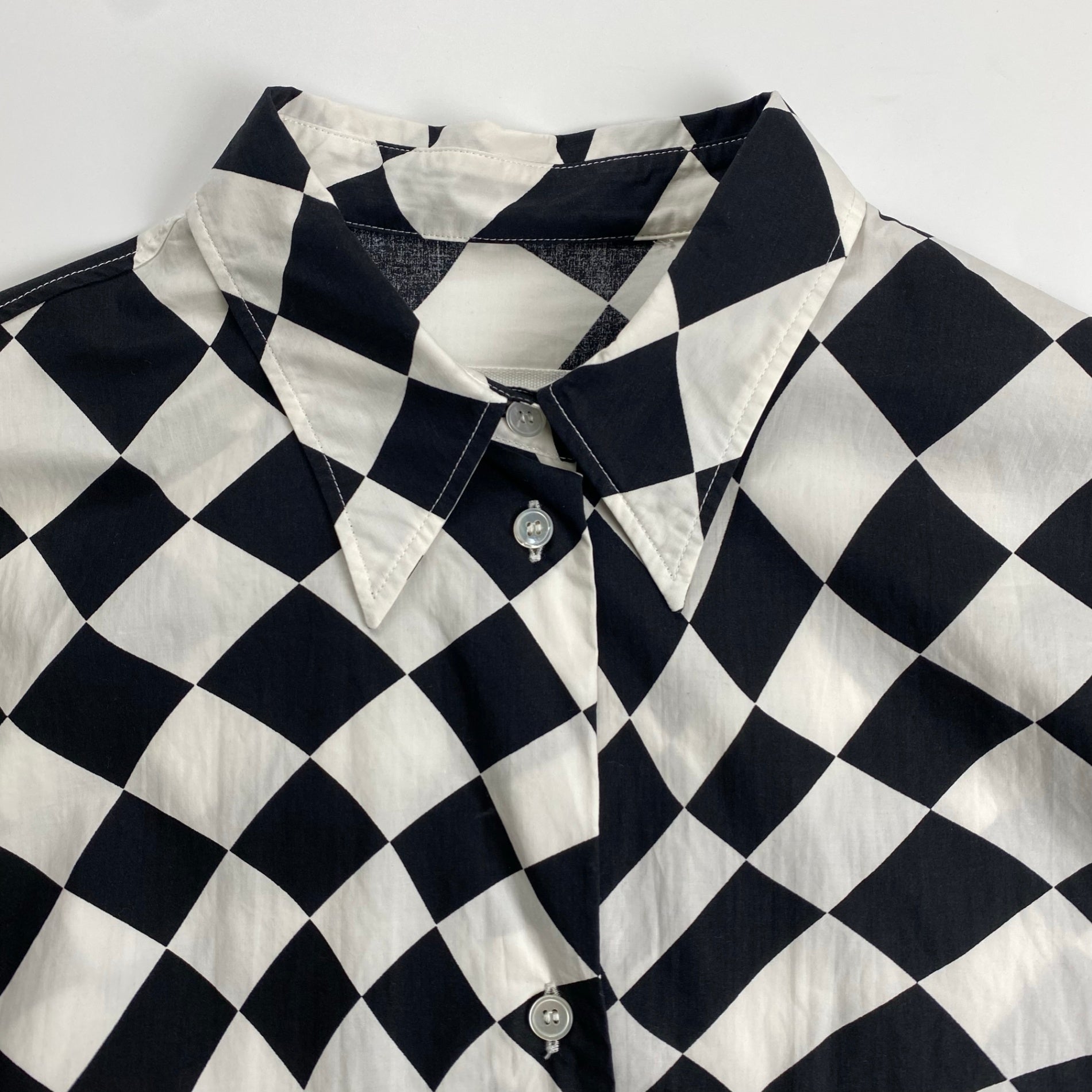 MM6 Maison Margiela  エムエムシックスメゾンマルジェラ / OVERSIZED DISTORTED CHESS PRINT LONG SHIRT チェッカーボード ロングシャツ SIZE：S