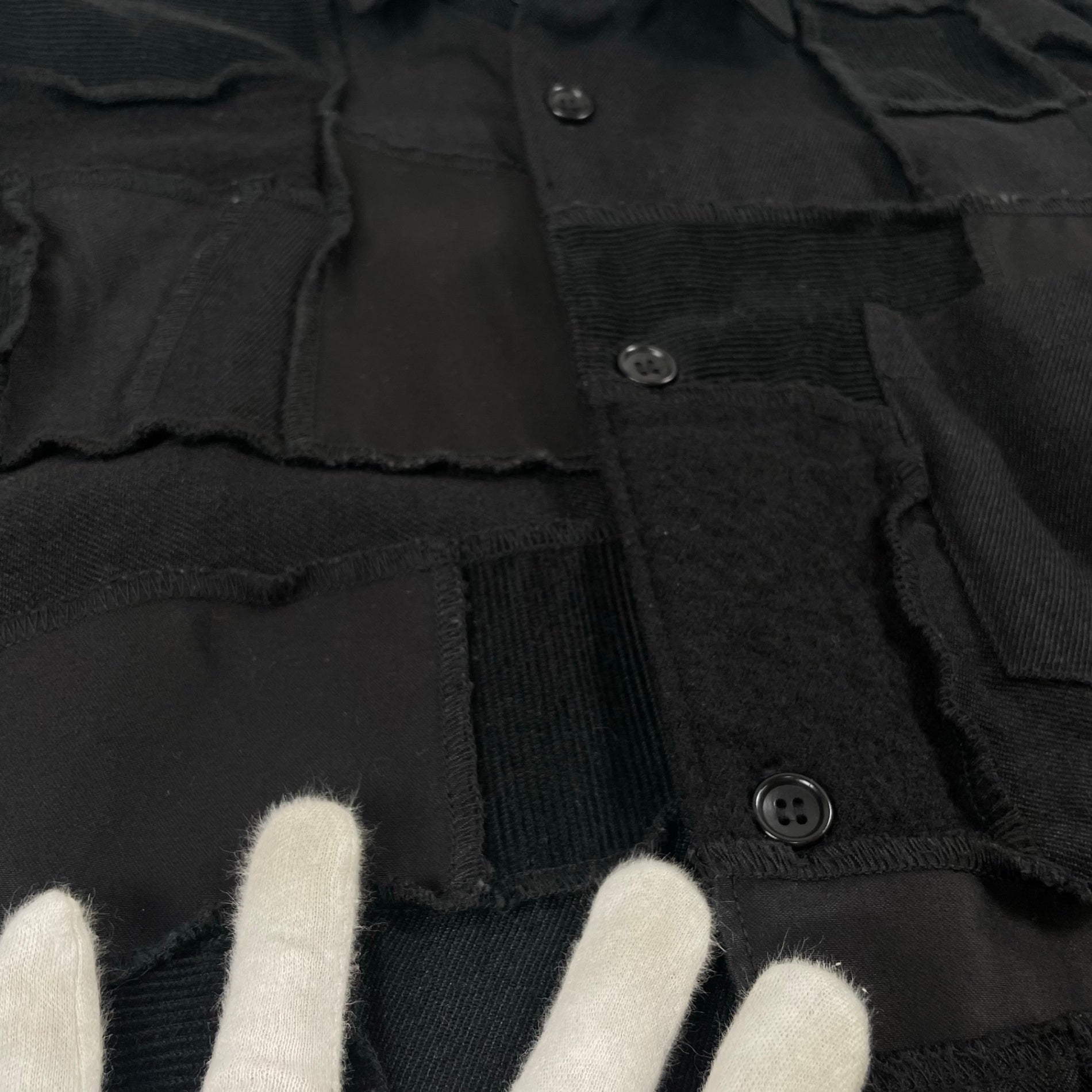 COMME des GARCONS HOMME / 後染め加工 異素材パッチワークシャツジャケット 18AW SIZE:M