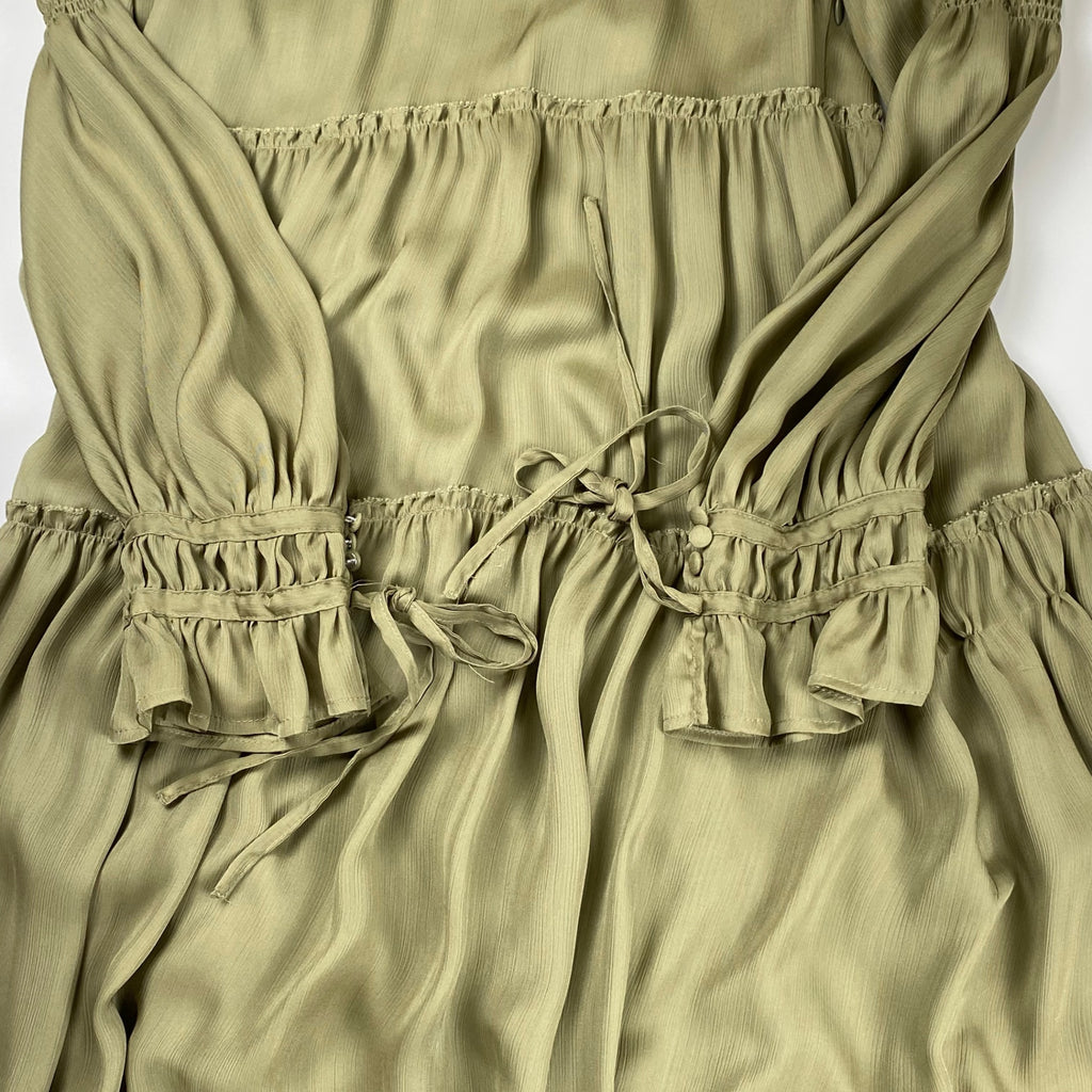 FRAY ID フレイアイディー / サテン楊柳ティアードワンピース オケージョン ペチコート付 参考定価：23,000+tax SIZE：1(S程度)