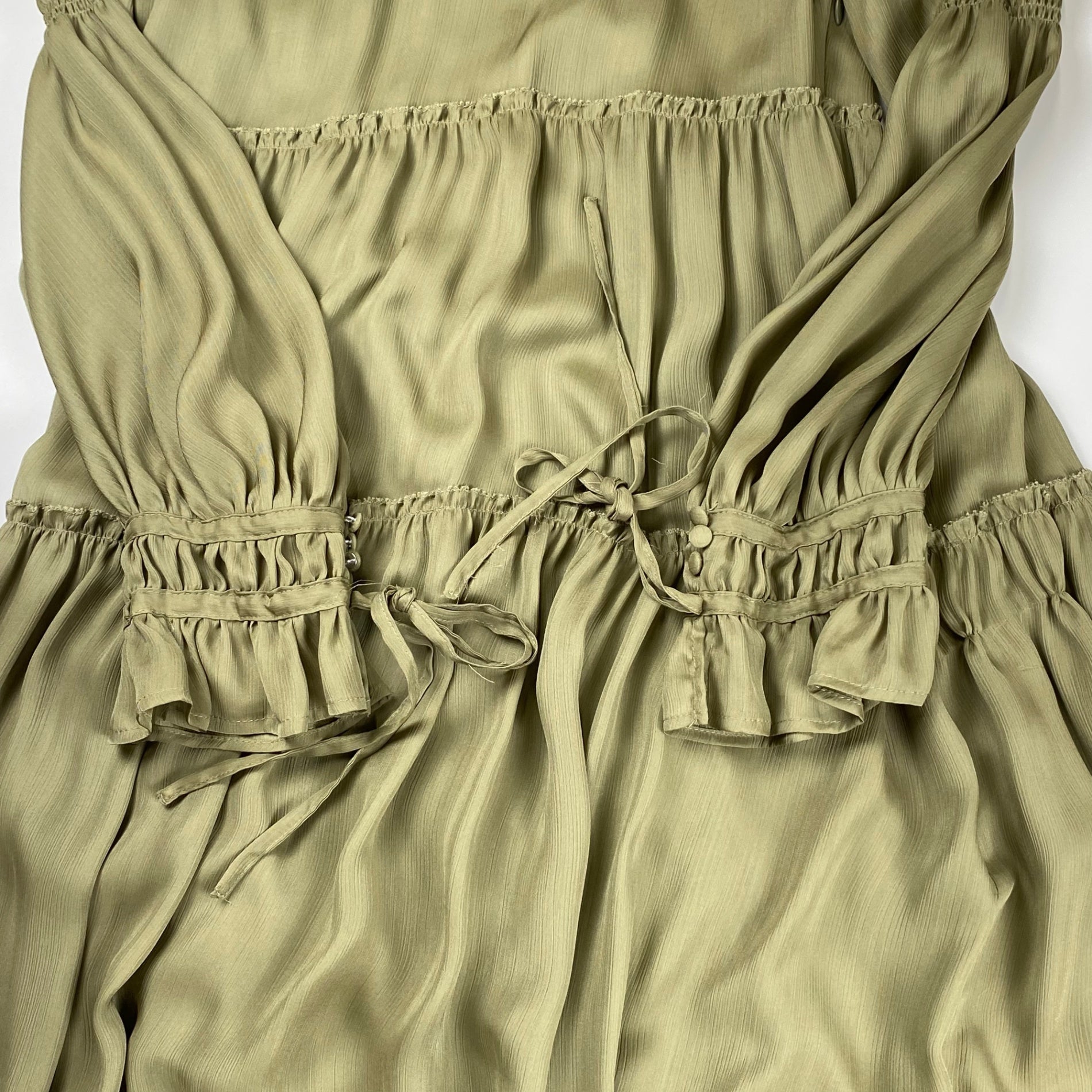 FRAY ID フレイアイディー / サテン楊柳ティアードワンピース オケージョン ペチコート付 参考定価：23,000+tax SIZE：1(S程度)