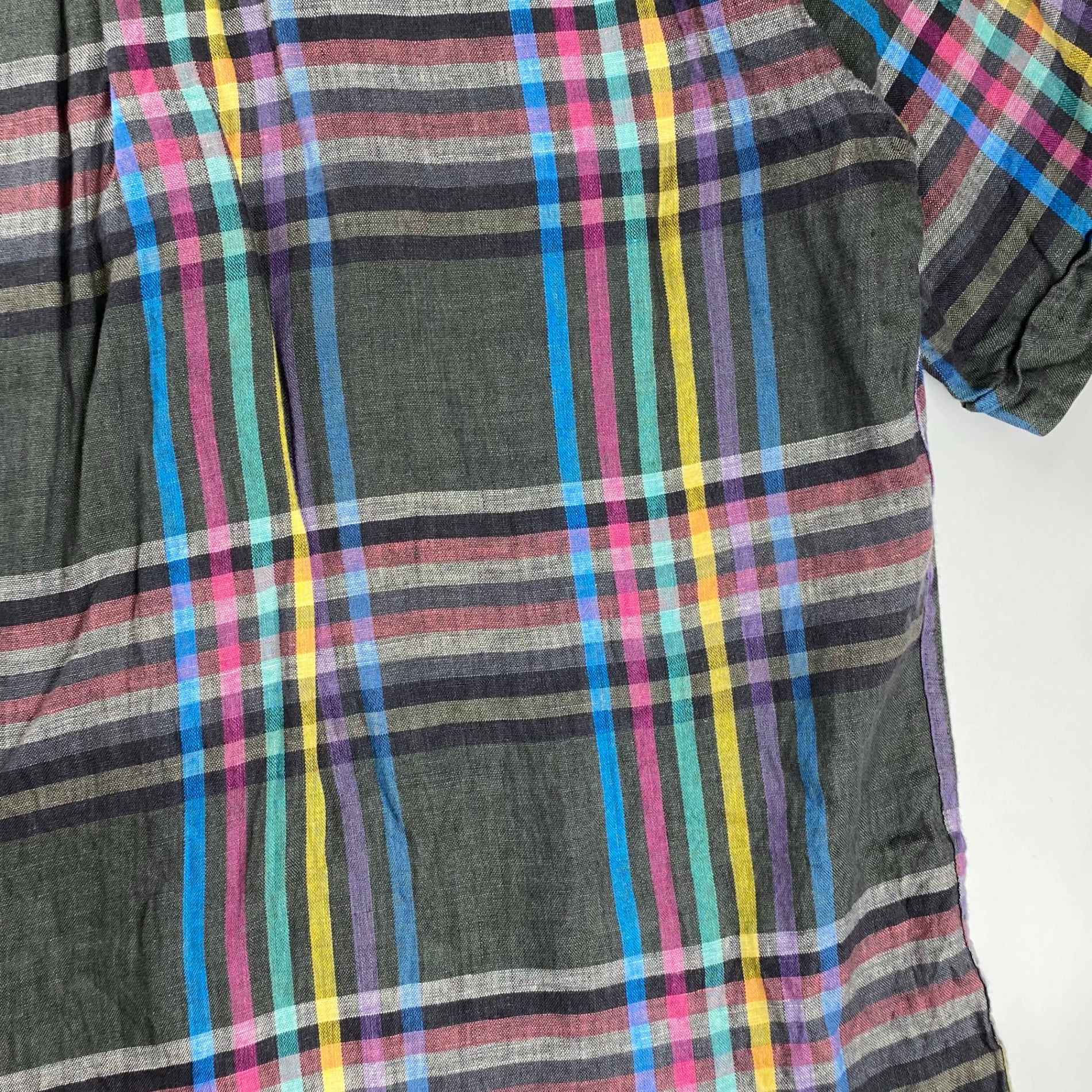 VINTAGE LANVIN PARIS ランバン パリ / リネン100％ チェック柄 ヴィンテージ シャツ MADE IN ITALY SIZE：L