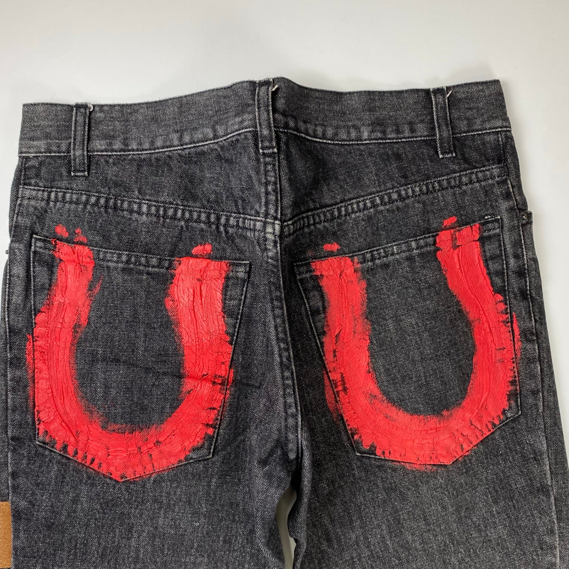 ARCHIVE John Galliano ジョン ガリアーノ / 馬蹄ペイント デニムパンツ スウェードロゴ SIZE:44（W80cm）