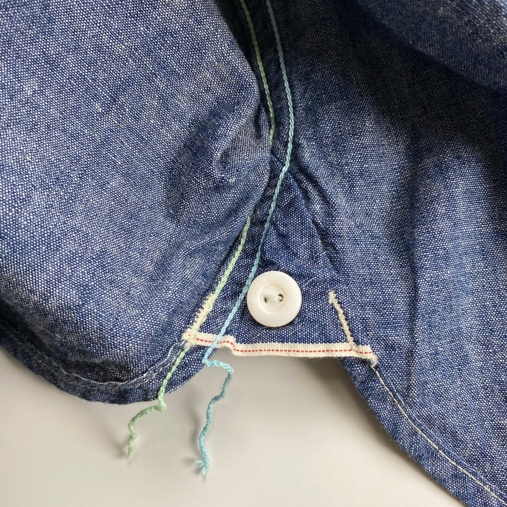 【極美品・タグ付】 POST OʼALLS ポストオーバーオールズ / POST NO.1 SHIRT classic chambray  チンストラップ ギャザー 参考定価：29,000+tax