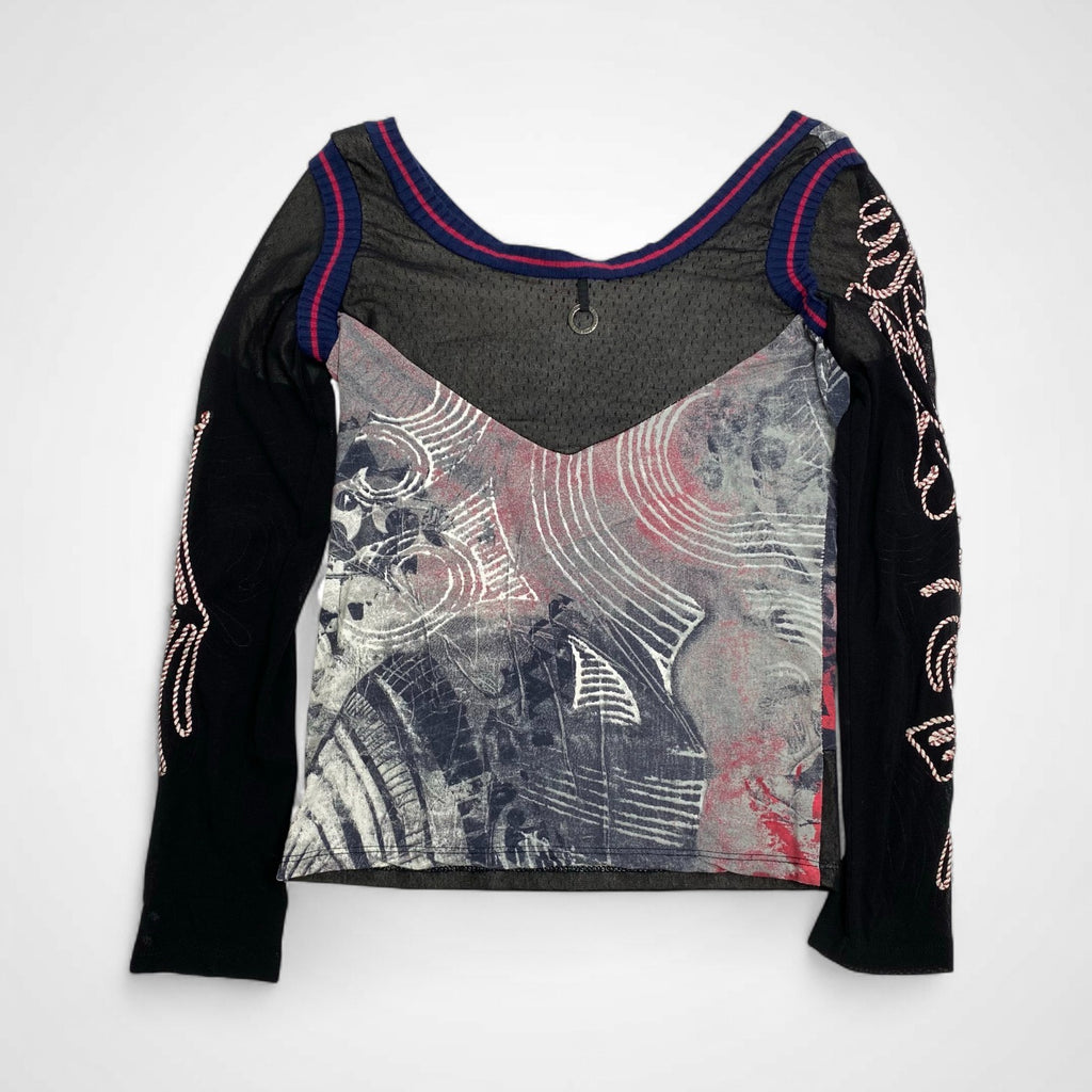 SAVE THE QUEEN セーブザクイーン / パワーネット カットソー 転写プリント 刺繍 イタリア製 SIZE：M