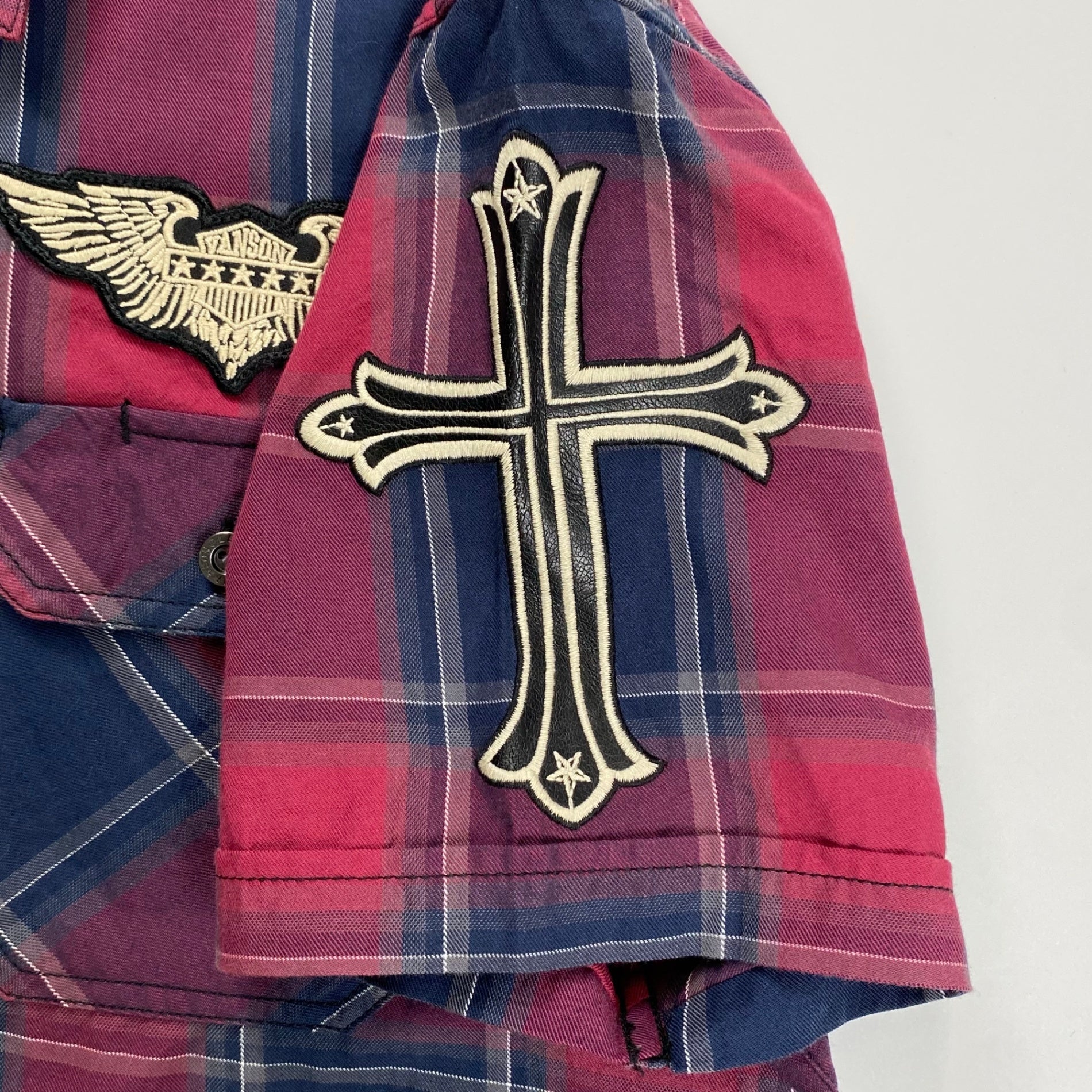 vanson ヴァンソン / スカル＆クロス チェックシャツ SIZE:L