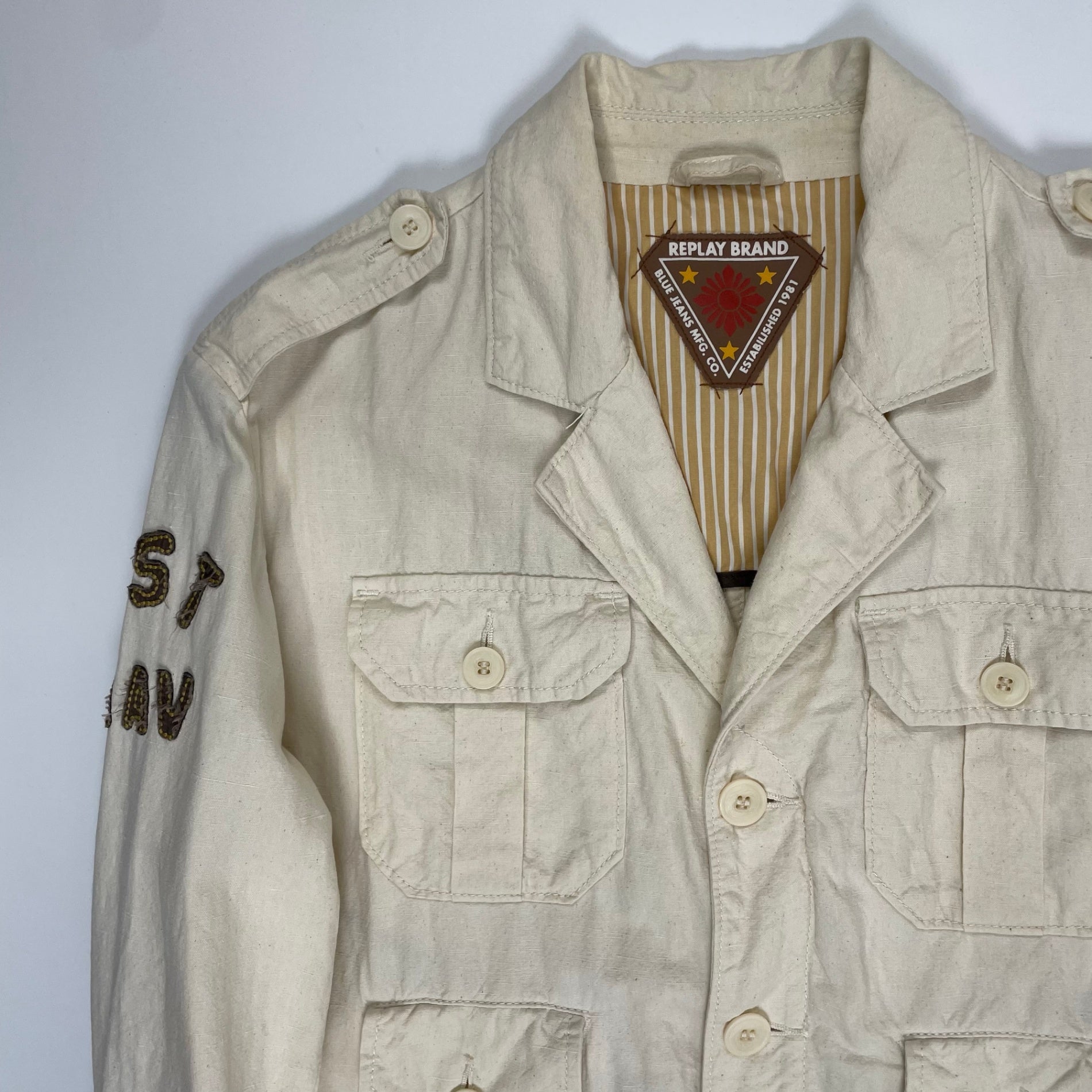 REPLAY リプレイ / コットンリネンジャケット ウイングプリント SIZE：M