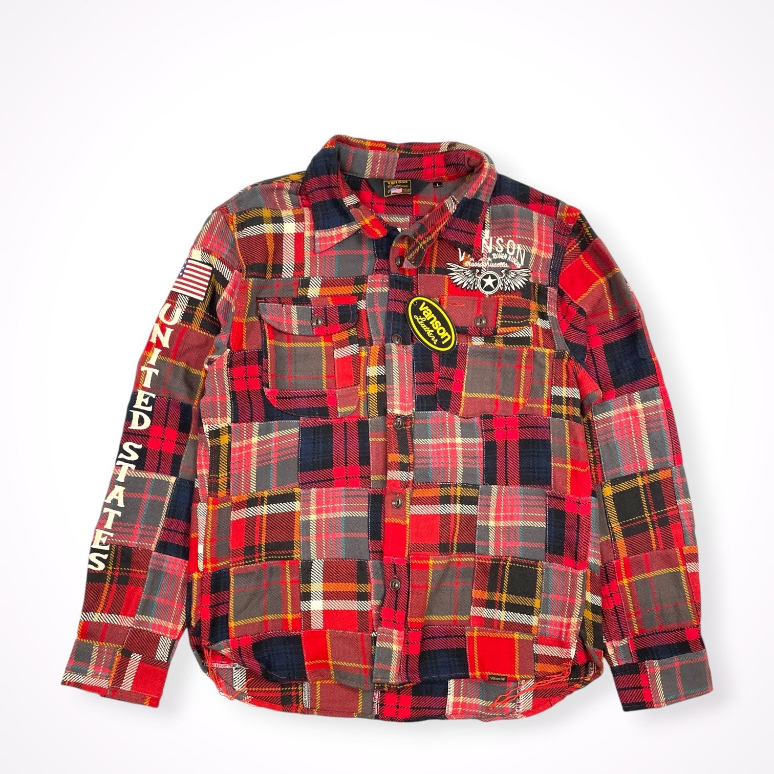 vanson / ヘビーネルチェック パッチワークシャツ 未使用品 参考定価：15,800+tax SIZE:L