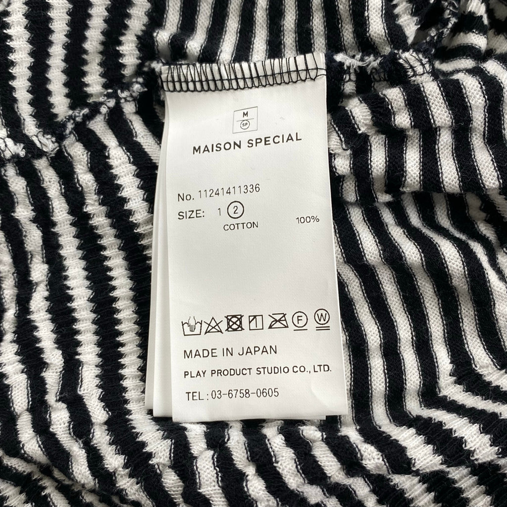 MAISON SPECIAL メゾンスペシャル / Links Jacquard Border Oversized Crew Neck T-shirt ボーダー Tシャツ SIZE：2(L程度)