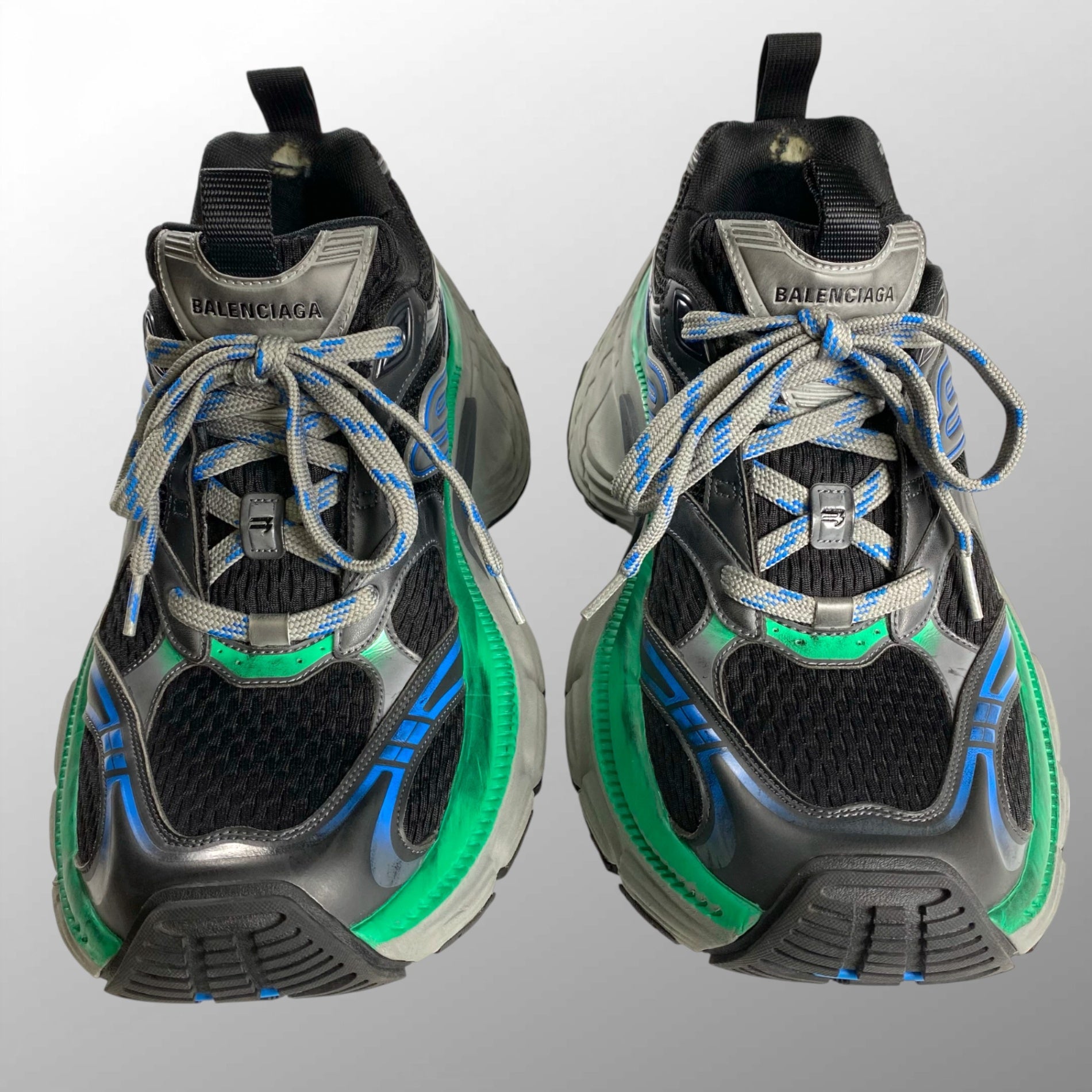 【鑑定済み】 BALENCIAGA バレンシアガ / 10XL ローカットスニーカー 希少カラー ブラック グリーン ダメージ加工 784344 SIZE：27.5