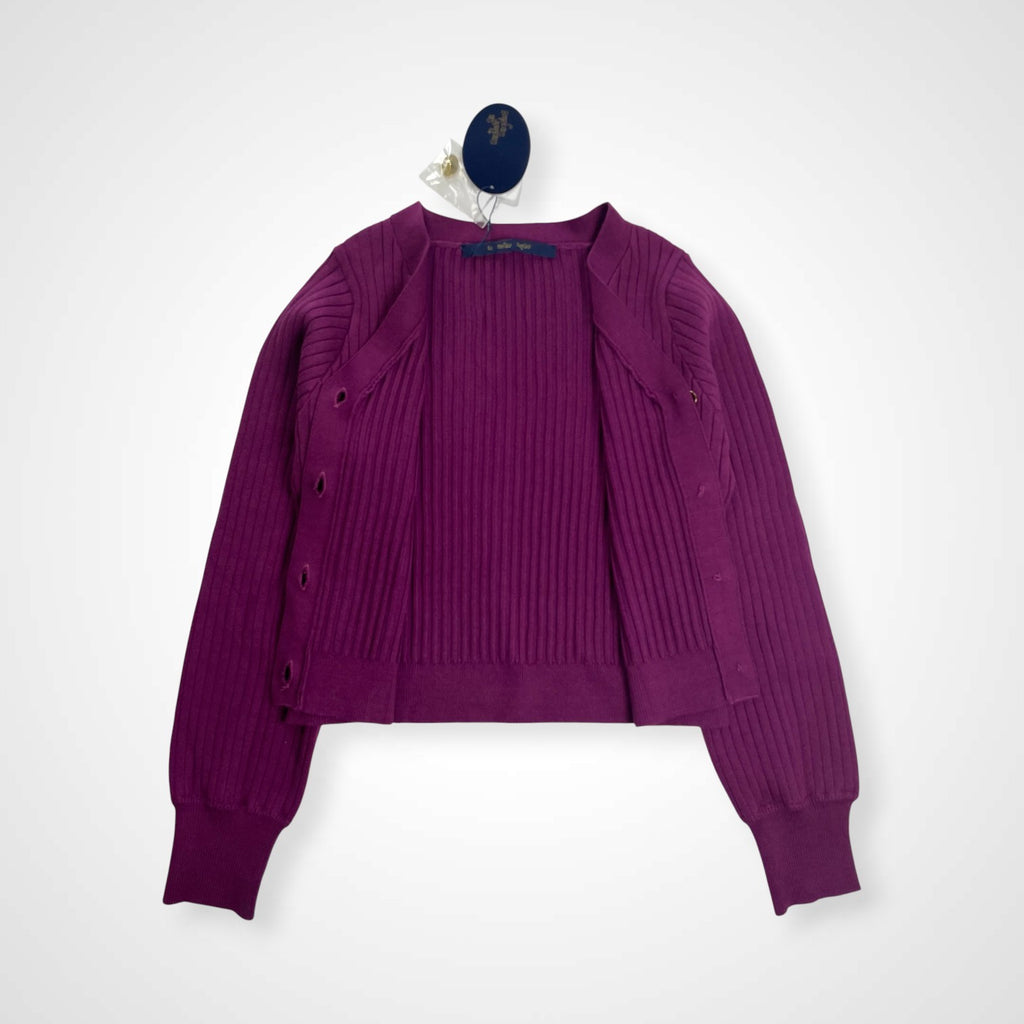 an another angelus アンアナザーアンジェラス / 短丈 ニットカーディガン パープル 未使用品 参考定価：7,200+tax SIZE:FREE