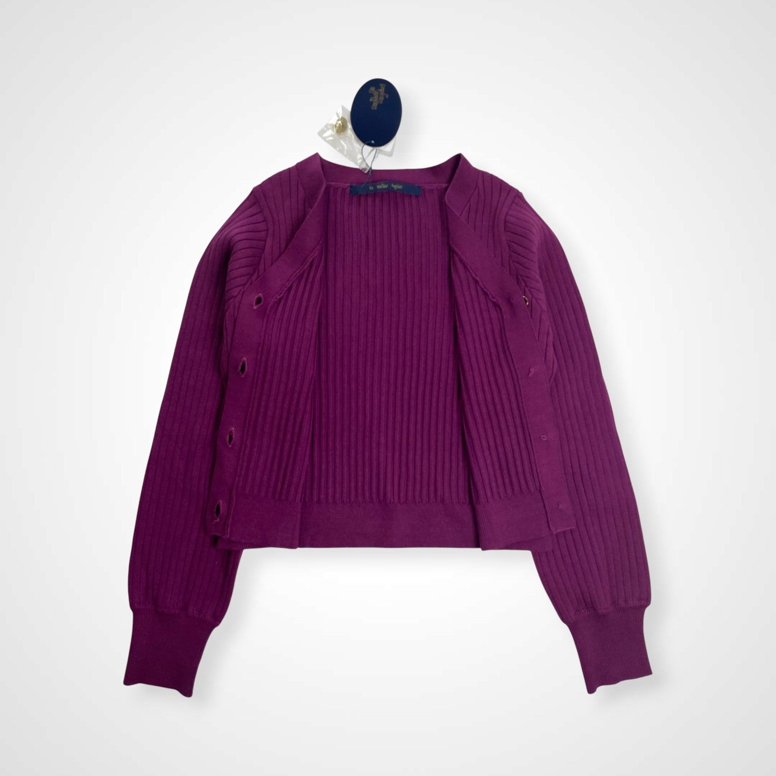 an another angelus アンアナザーアンジェラス / 短丈 ニットカーディガン パープル 未使用品 参考定価：7,200+tax SIZE:FREE