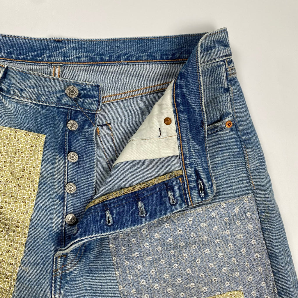Levi's リーバイス / 150周年記念 もんぺ 刺し子 ハーフデニムパンツ パッチワーク SIZE:W36