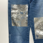 Wrangler GREEN DOOR ラングラー グリーンドア / リメイク箔押しデニムパンツ USA生地 SIZE:33×38(カットオフ)