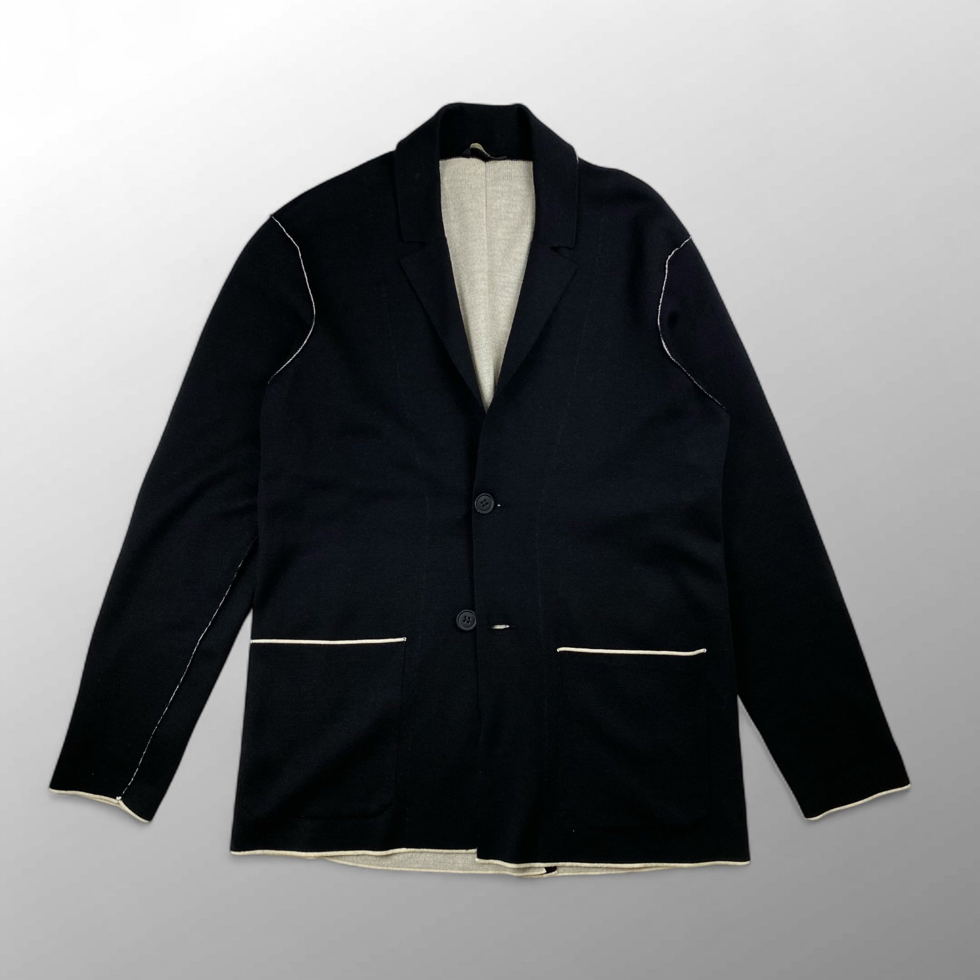 FENDI フェンディ / ニット バイカラー ジャガード ジャケット MADE IN ITALY SIZE:48（L程度）