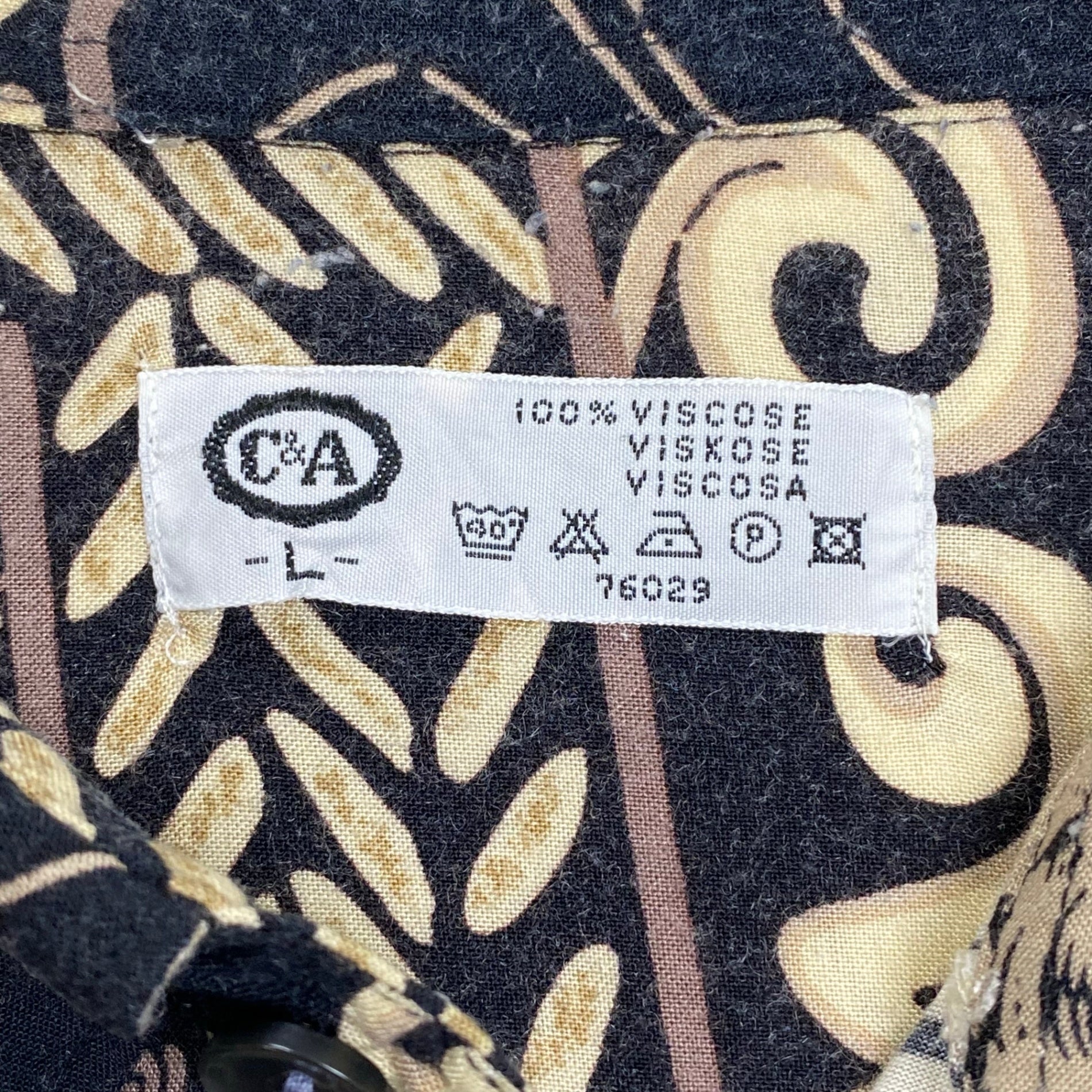 VINTAGE ヴィンテージ / レーヨン マルチプリントシャツ ブラック SIZE:L