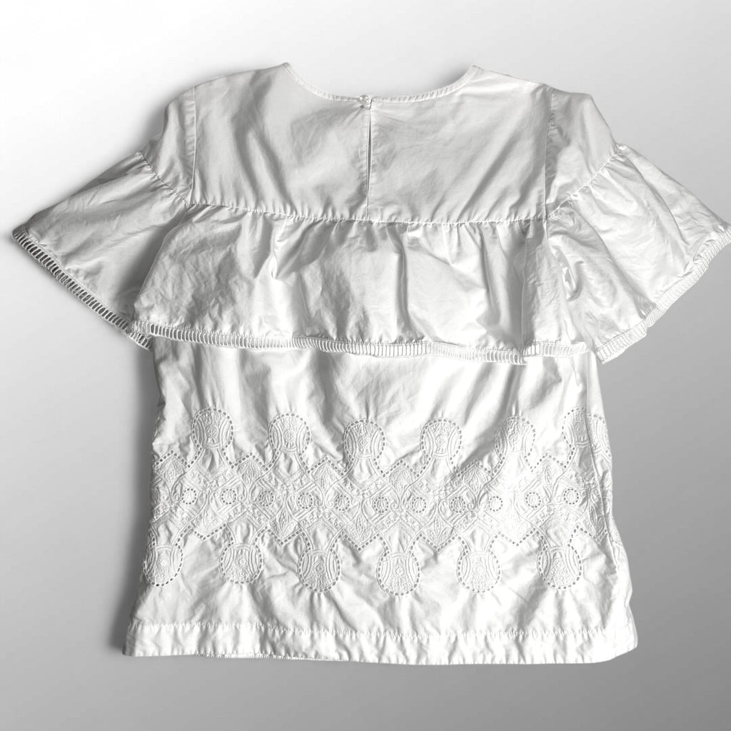 MACKINTOSH PHILOSOPHY / 半袖 エンブロイダリー カットワーク ブラウス ホワイト 参考定価：20,000程度 SIZE:36