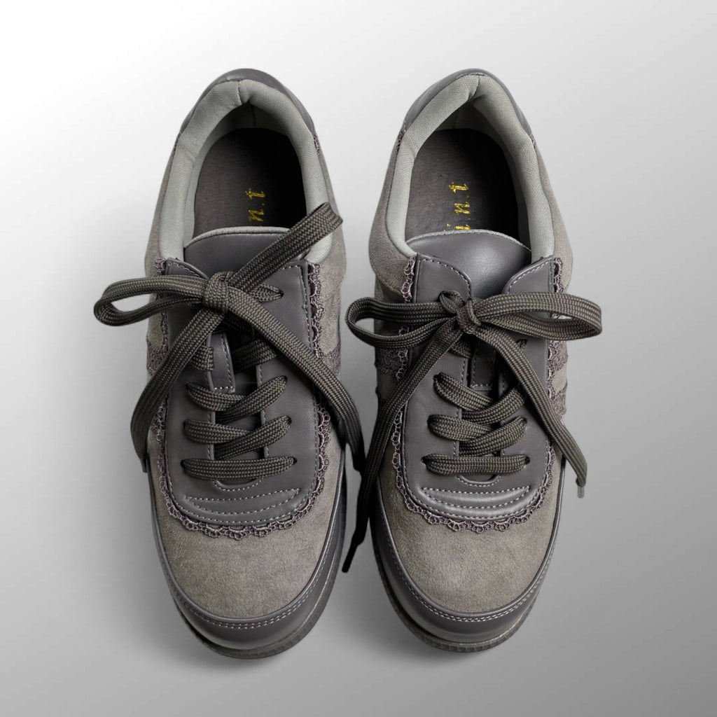 F.I.N.T フィント / レース使いスニーカー グレー ローテクスニーカー SIZE:22cm