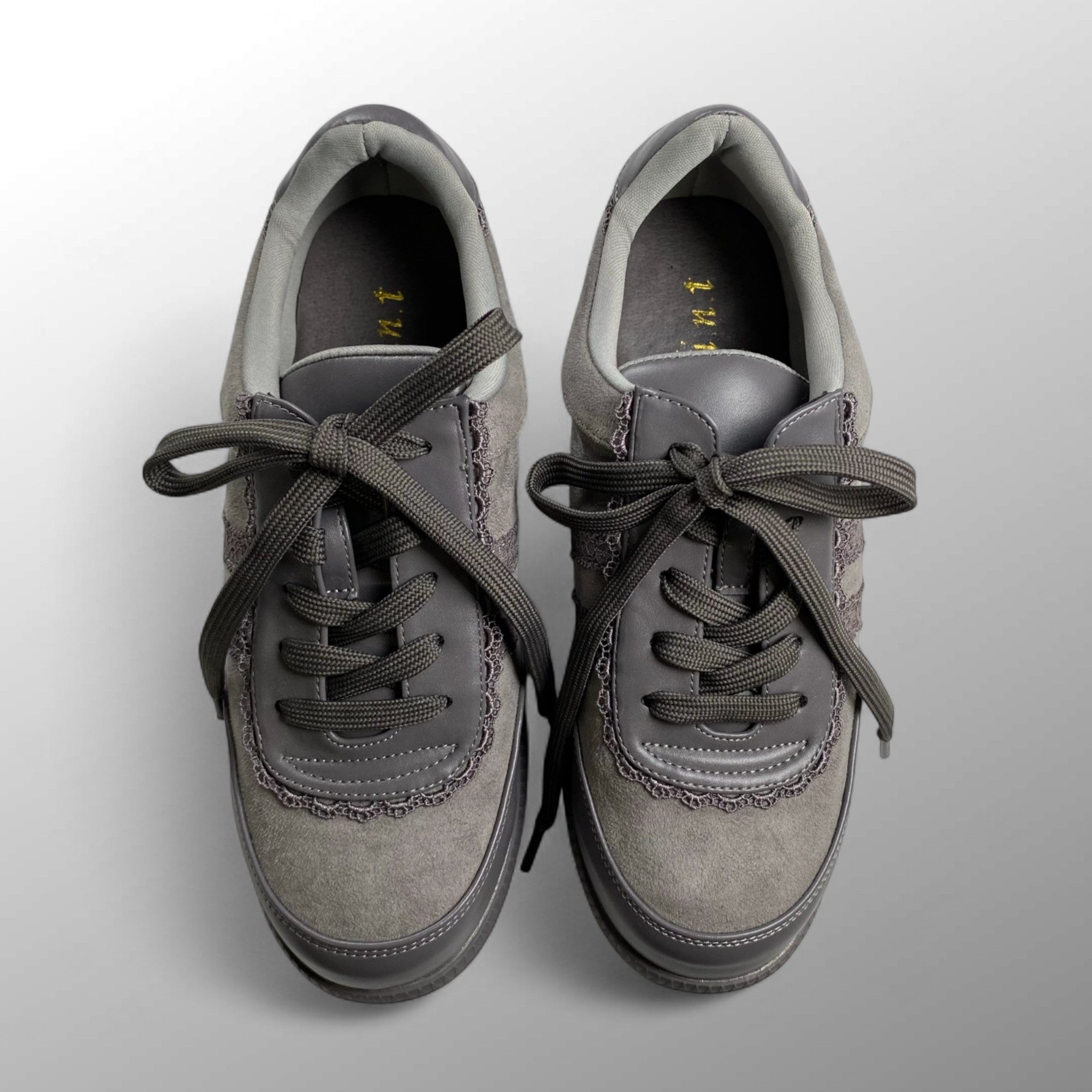 F.I.N.T フィント / レース使いスニーカー グレー ローテクスニーカー SIZE:22cm