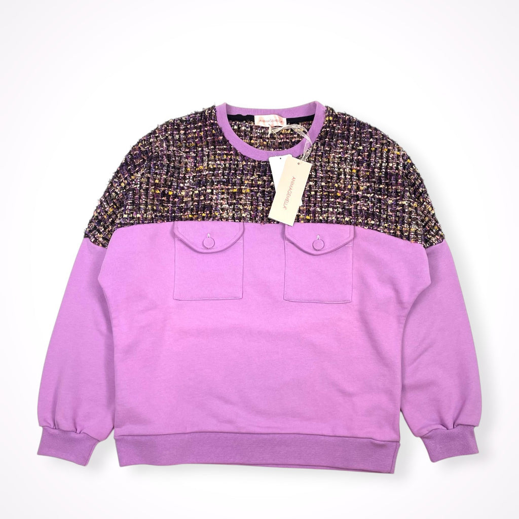 ANIMAGEMELLA / ツイード切替スウェット 未使用品 参考定価：23,000+tax SIZE:M